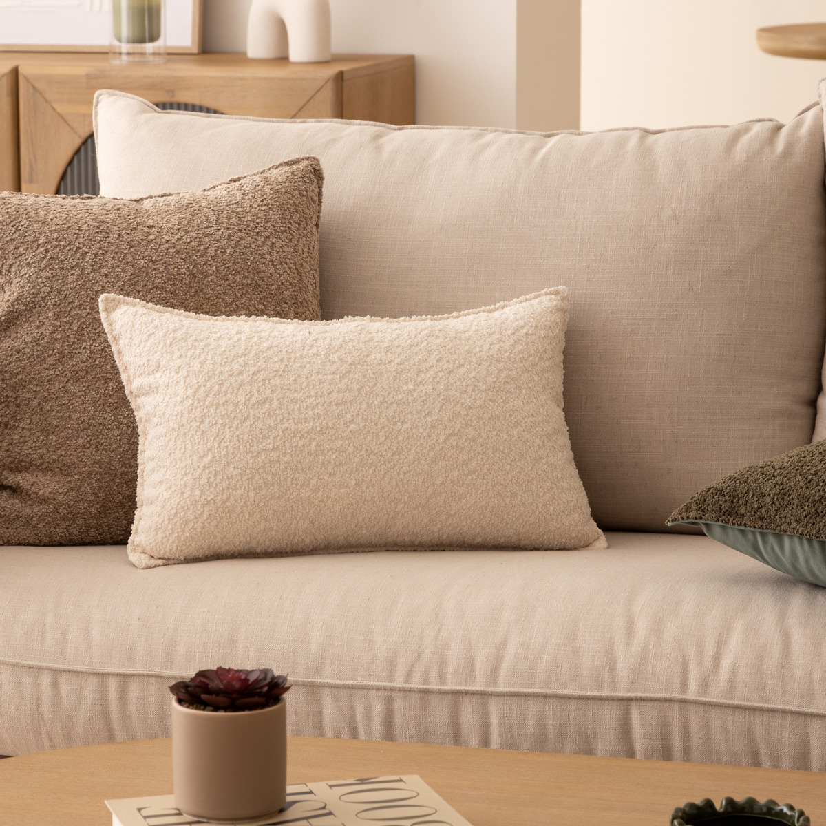 Terry cushion "Saona" Ivory white, 30x50 cm