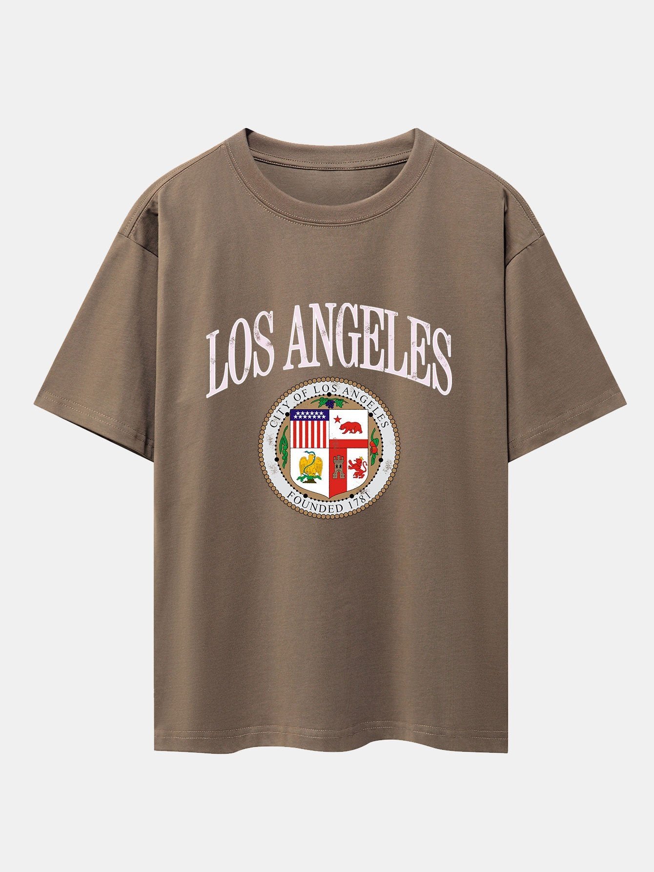 Los Angeles Coat Of Arms Print Drop Shoulder Oversize T-Shirt