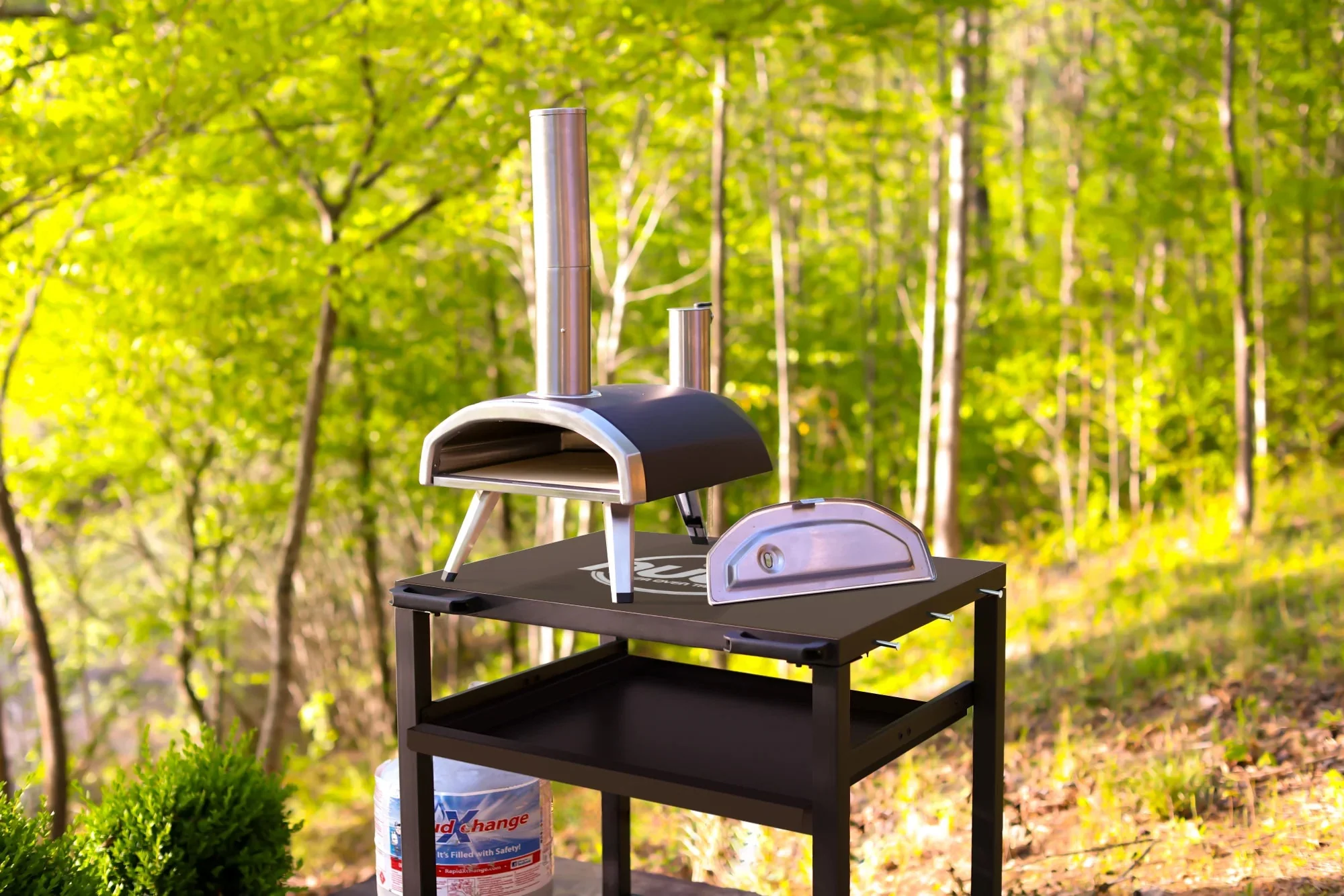 NUUK Three-Shelf Heavy Duty Rolling Outdoor Pizza Oven Table, 24 in x 30 in Steel - Image 4 NUUK Three-Shelf Heavy Duty Rolling Outdoor Pizza Oven Table, 24 in x 30 in Steel - Image 4