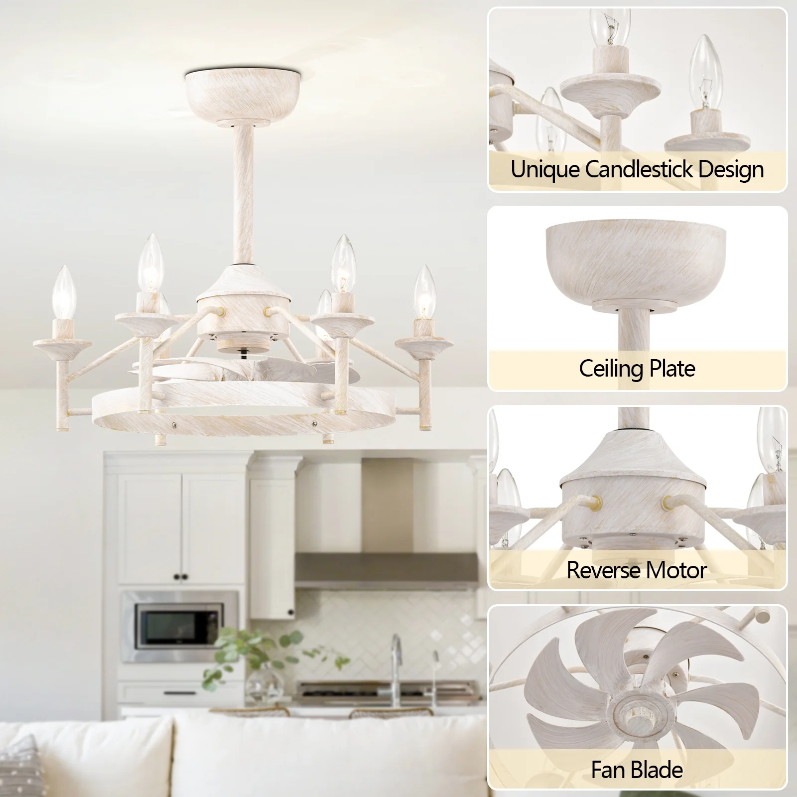 Maxax Candlestick Ceiling Fan with Light, 21