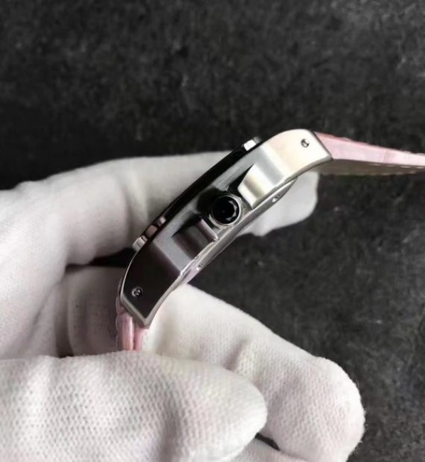 Replica Cartier Santos 100 33mm SS White Dial Pink Leather Strap SEIKO NH05A - Top club