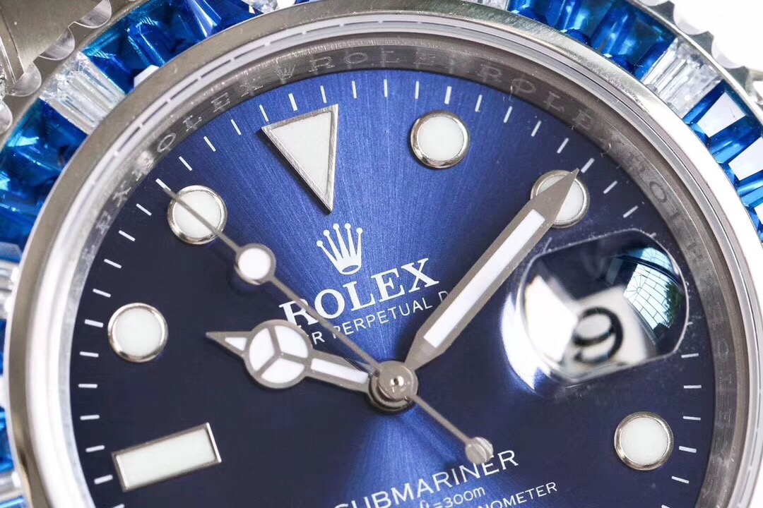 Rolex Submariner Customized with Diamonds-Blue Diamonds-40MM(1:1 replica) - Top club