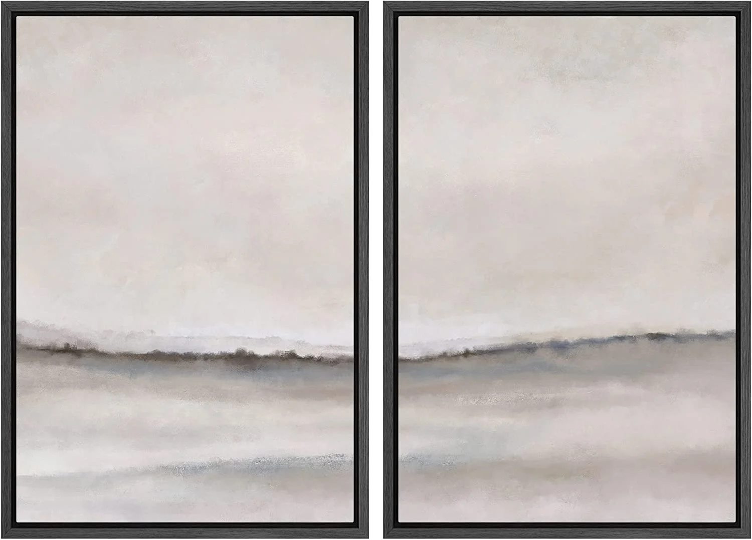 IDEA4WALL Framed Canvas Print Wall Art Set of 2 Watercolor Pastel Duotone Tan Landscape Abstract Modern Art Multicolor Contemporary Artwork for Bedroom, Office - 16"x24"x2 Panels Natural - Image 22
