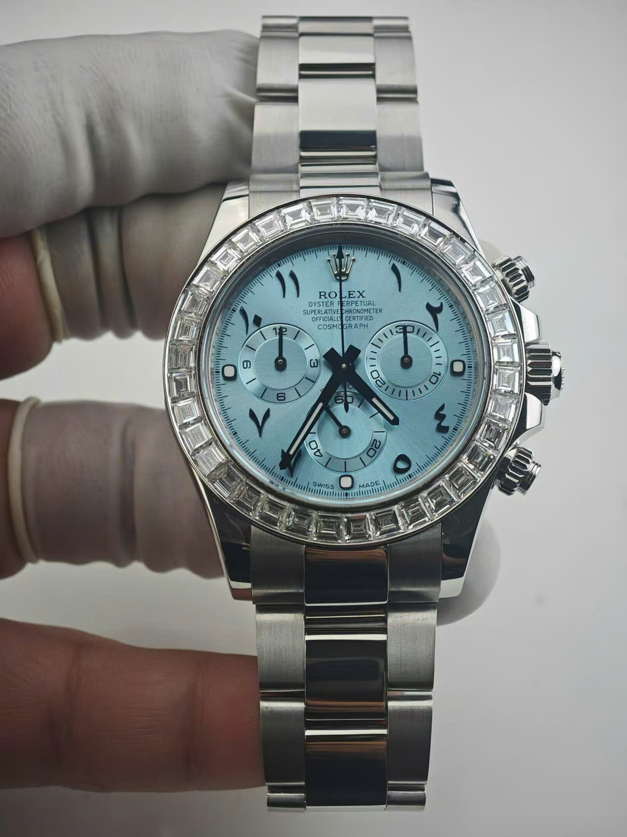 Rolex Cosmograph Daytona 116576TBR Replica Watch Platinum PT950 + Diamonds Custom 40mm - Elite Watch Atelier