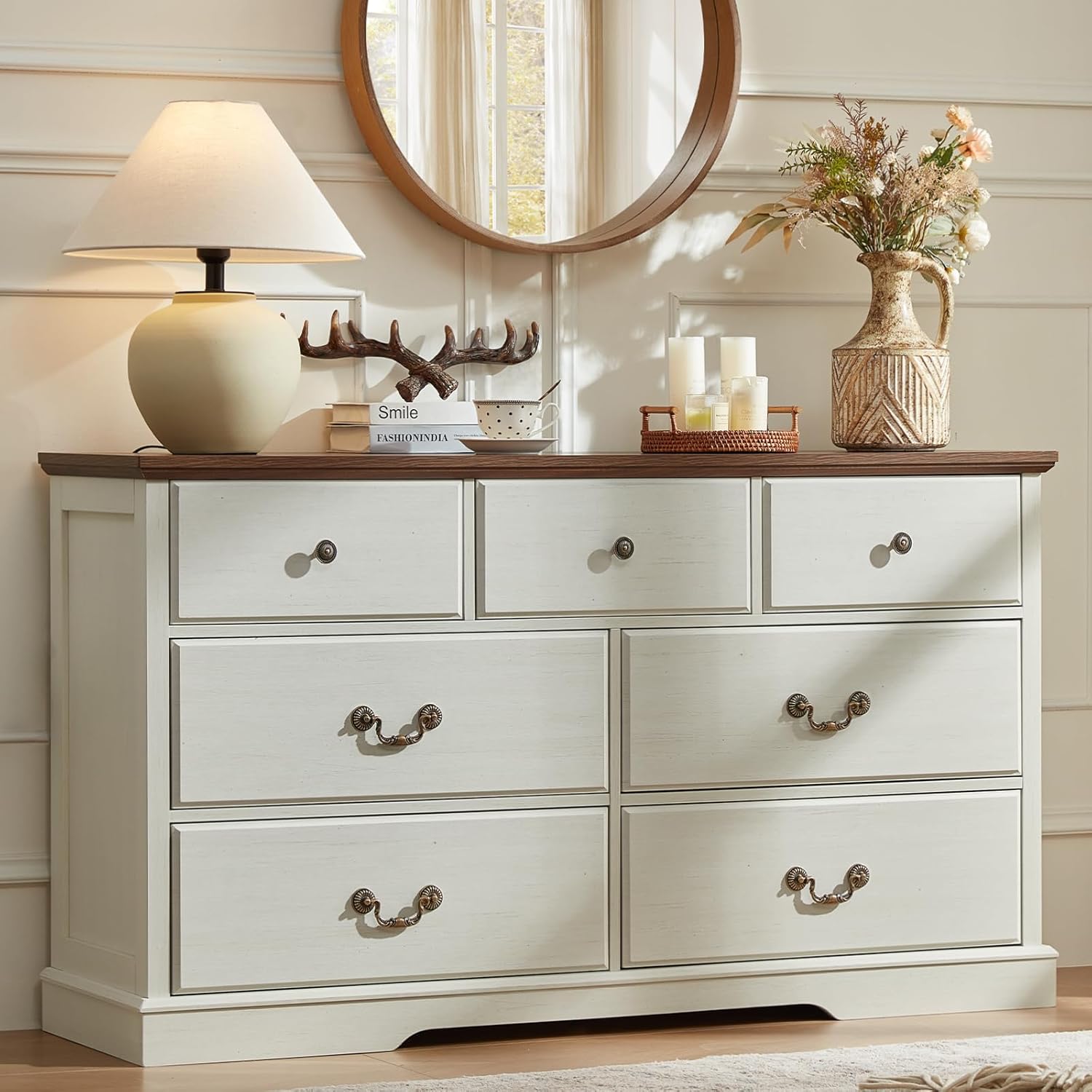 Farmhouse 7 Drawer Dresser for Bedroom,54