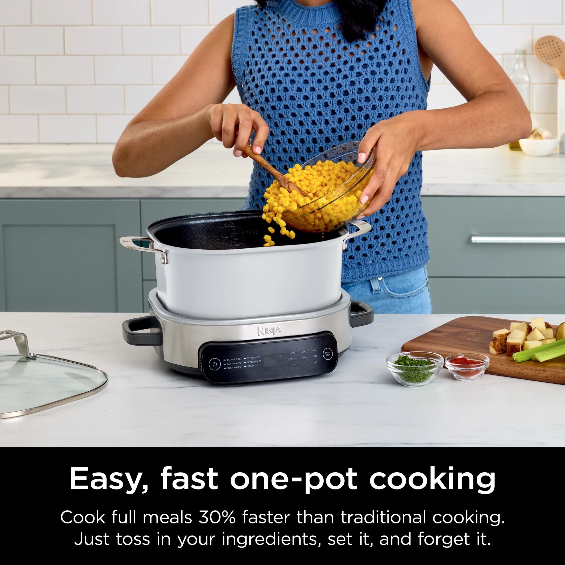 Ninja Foodi 6.5 qt Everyday PossibleCooker, Stainless Steel/White, Multi Cooker, Slow Cooker, MC1100 - Image 5