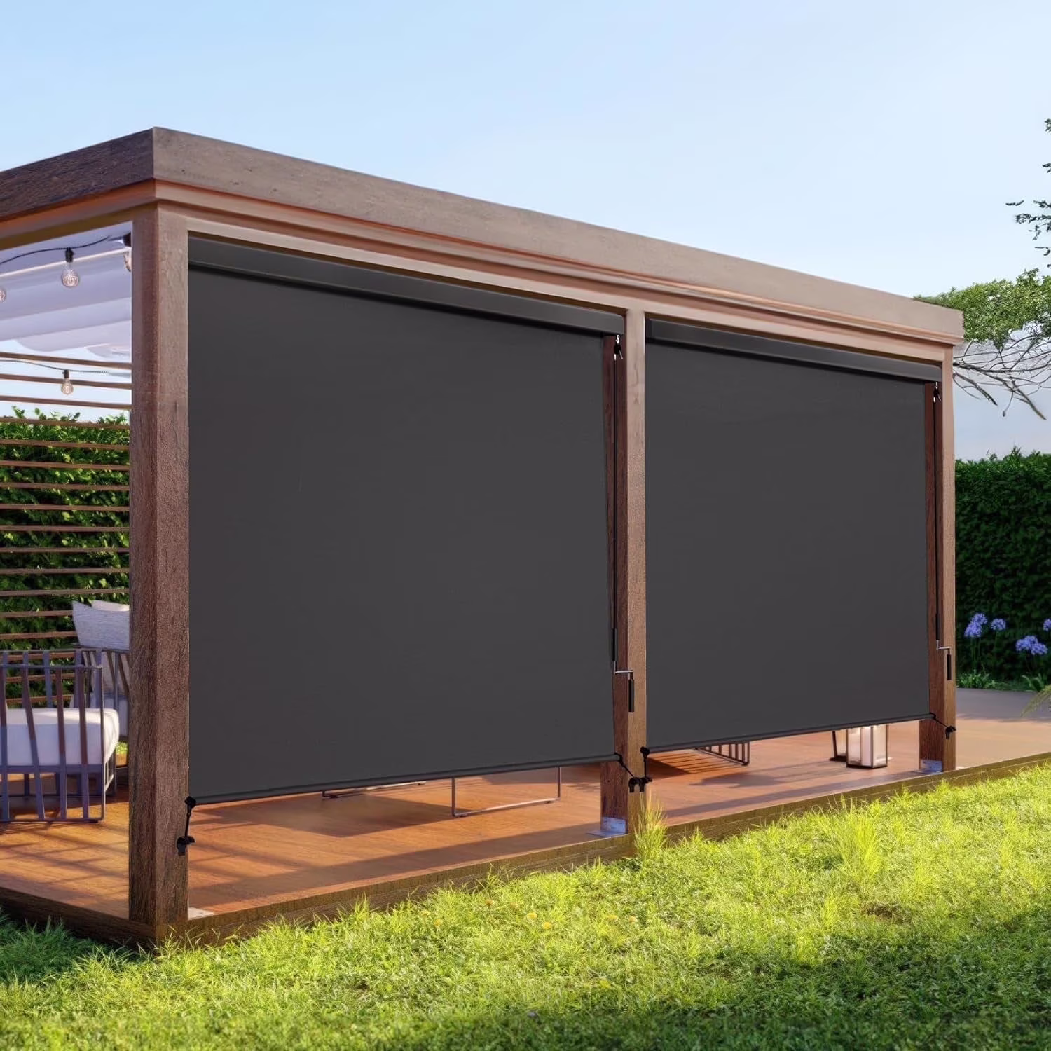 Superjoe Outdoor Roller Shade for Patio, Cordless Blackout Waterproof Blind, UV Block, 4'L x 6'W - Image 7