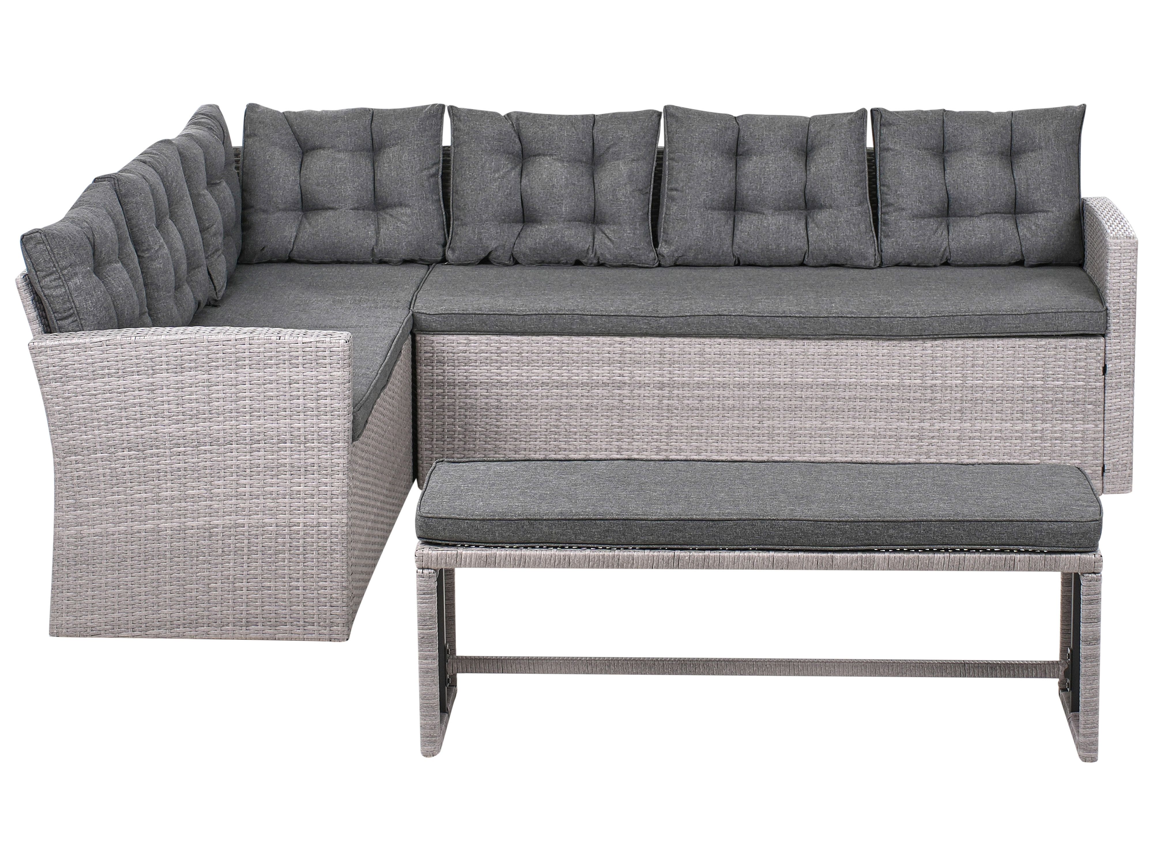 Garden Corner Sofa 8 Seater VITERBO PE Rattan Grey