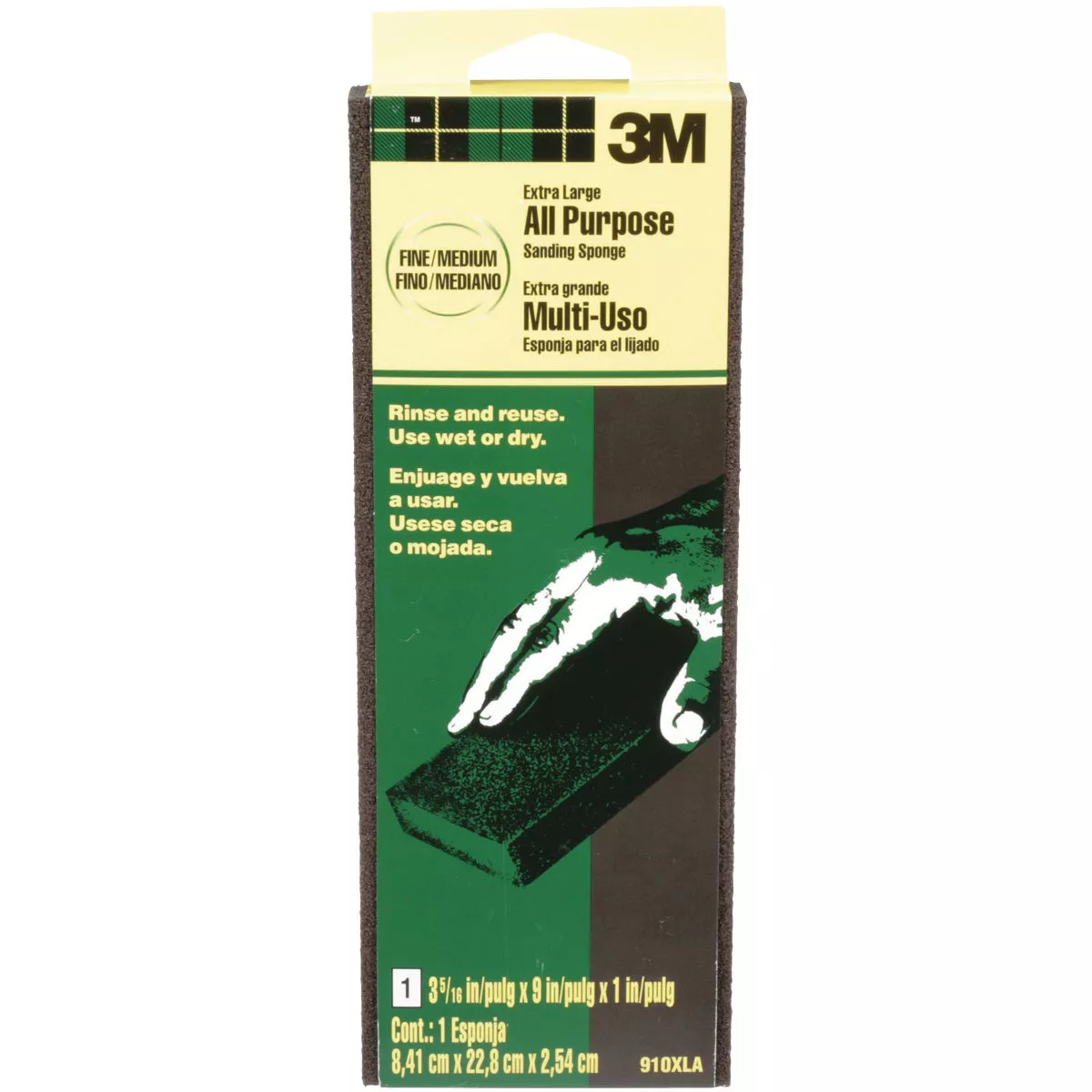3M 3-5/16 In. x 9 In. x 1 In. Extra Large All Purpose Sanding Sponge, Fine/Medium