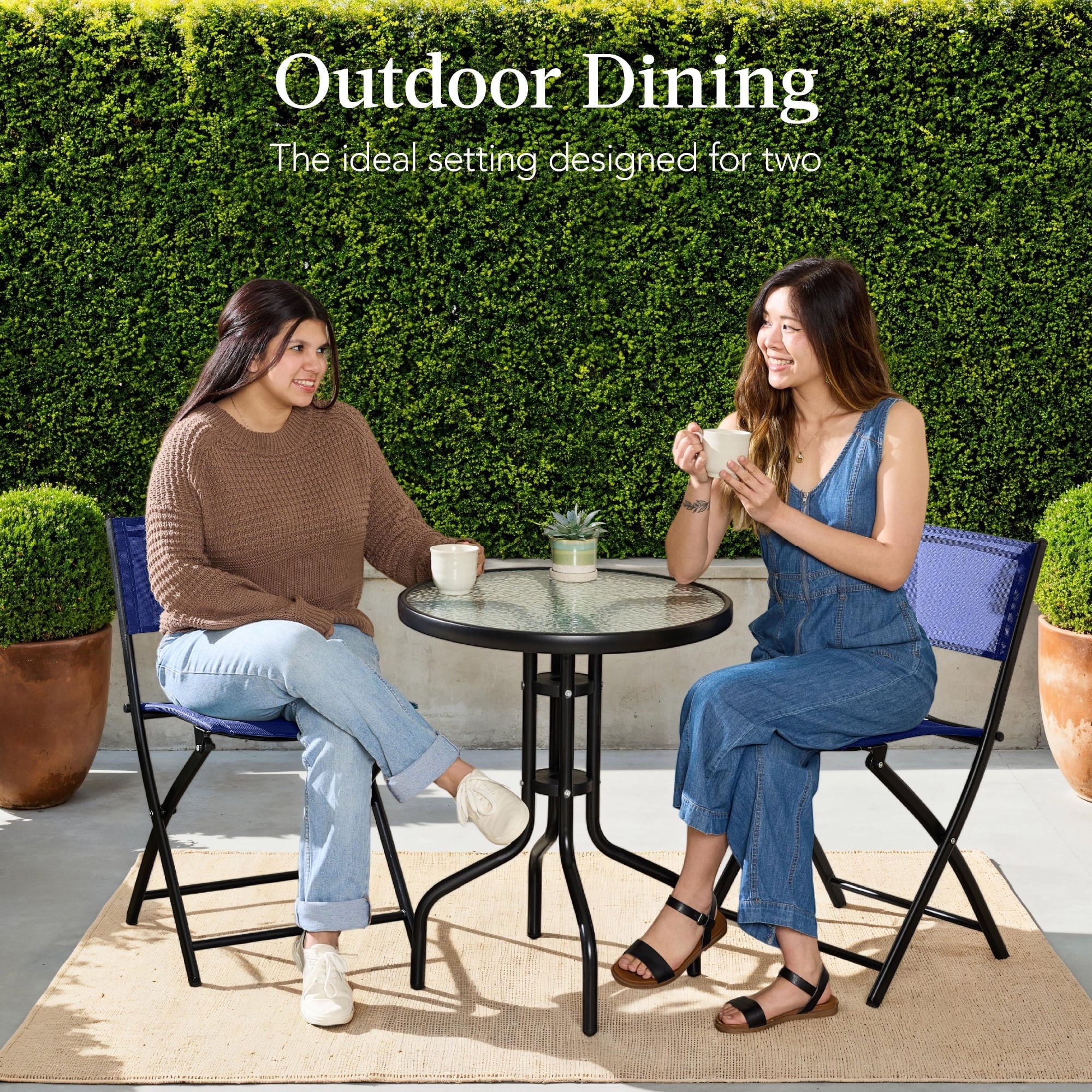 Best Choice Products 3-Piece Patio Bistro Dining Set With Glass Tabletop And Folding Chairs - Gray - Image 80 Best Choice Products 3-Piece Patio Bistro Dining Set With Glass Tabletop And Folding Chairs - Gray - Image 80