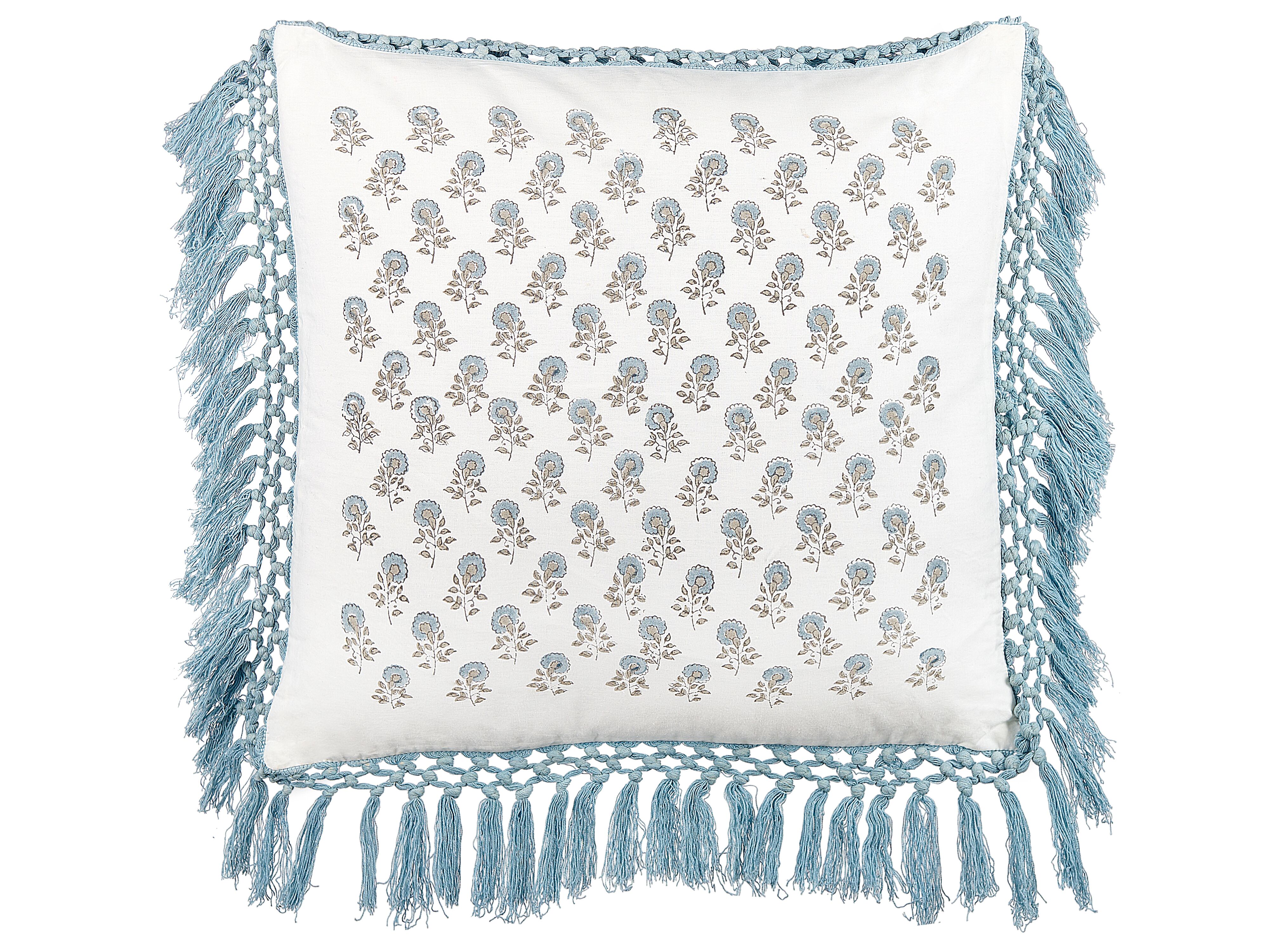 Throw Cushion PALLIDA Cotton 45 x 45 cm Blue Floral Pattern