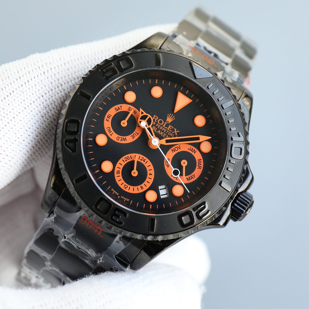 Rolex All Black Yacht Series - Versatile Limited Edition - Maximum Configuration - 40MM - Orange(1:1 replica) - Elite Watch Atelier