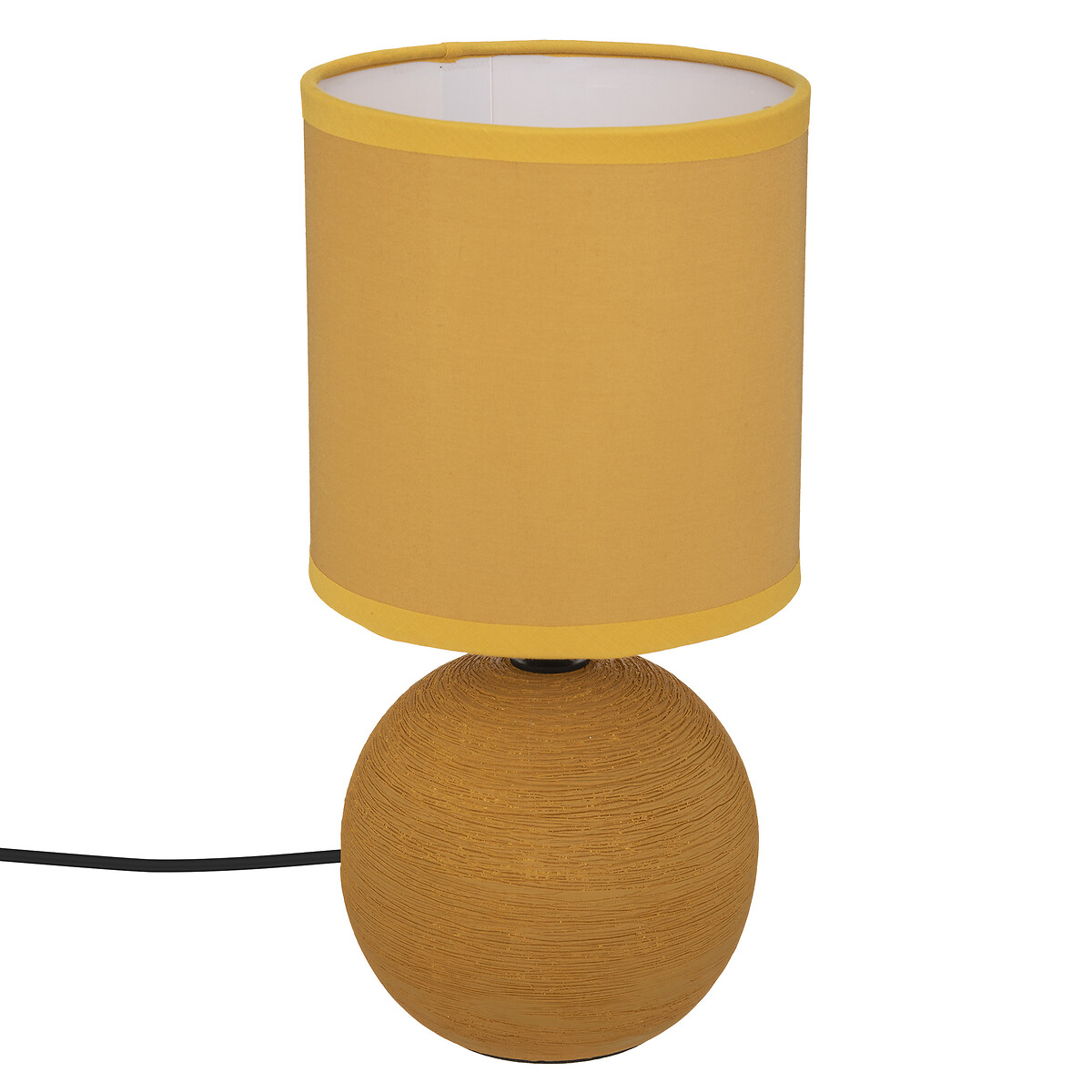 Ceramic lamp "Tim&eacute;o" Mustard yellow streaked, H.25 cm