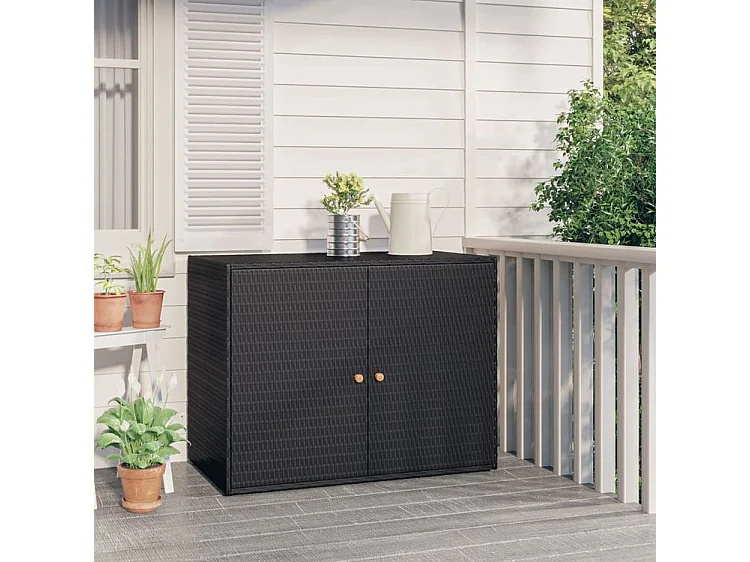 Armoire de rangement jardin Noir 100x55,5x80 Résine tressée