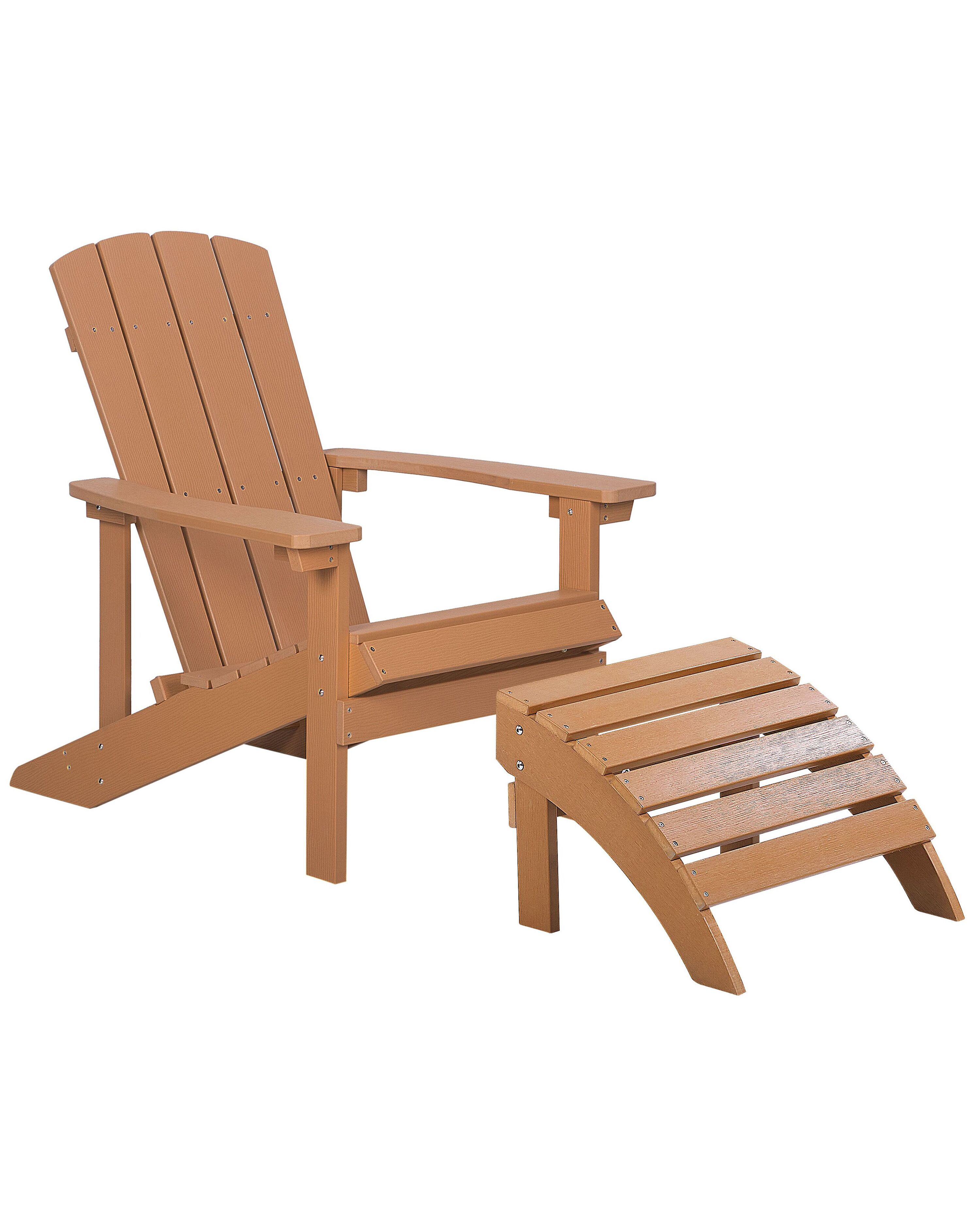 Garden Chair ADIRONDACK with Footstool Brown