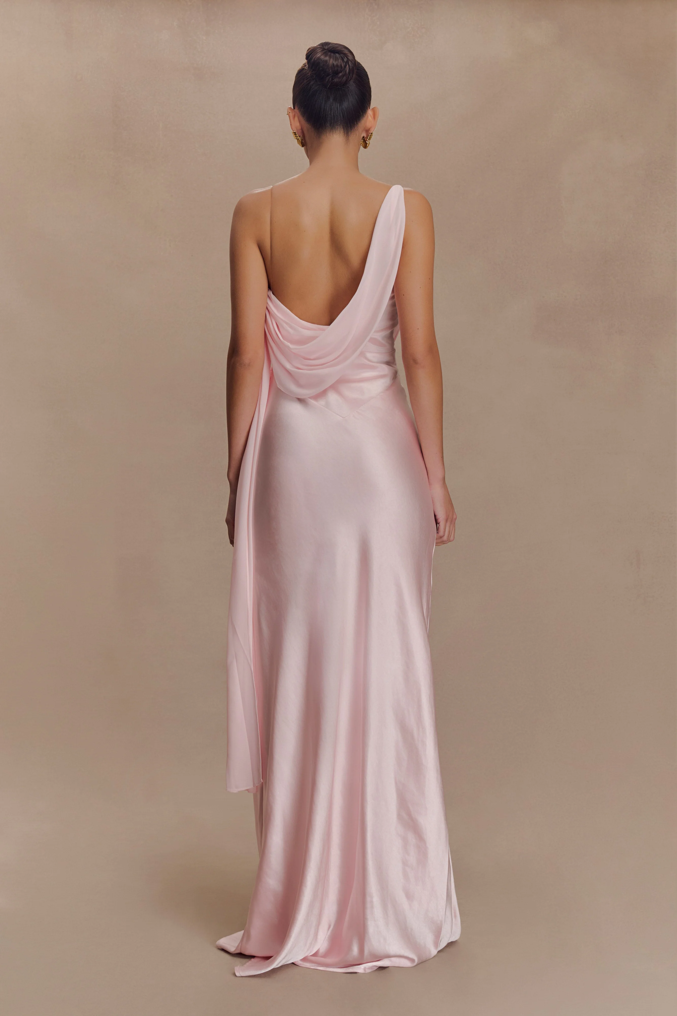 Carah Satin And Chiffon Maxi Dress - Pale Pink