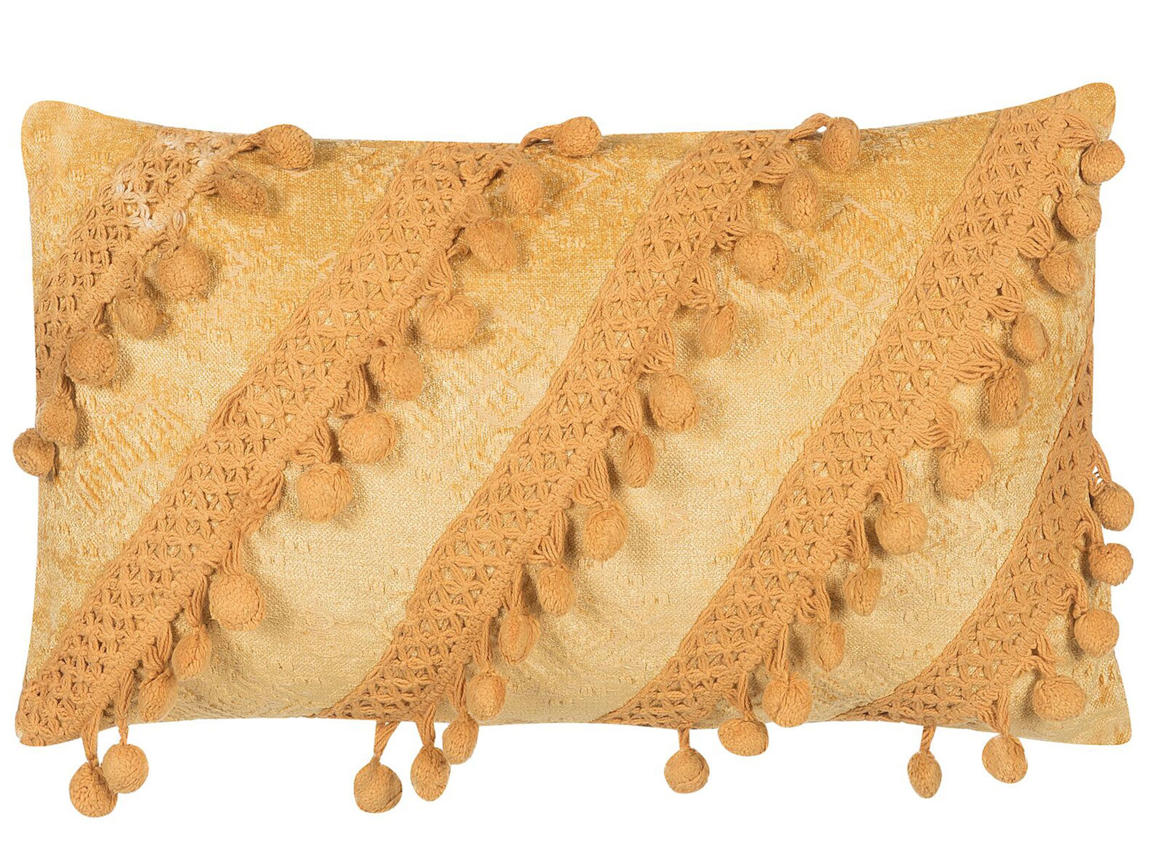 Throw Cushion AYROOR 30 x 50 cm Mustard Geometric Pattern