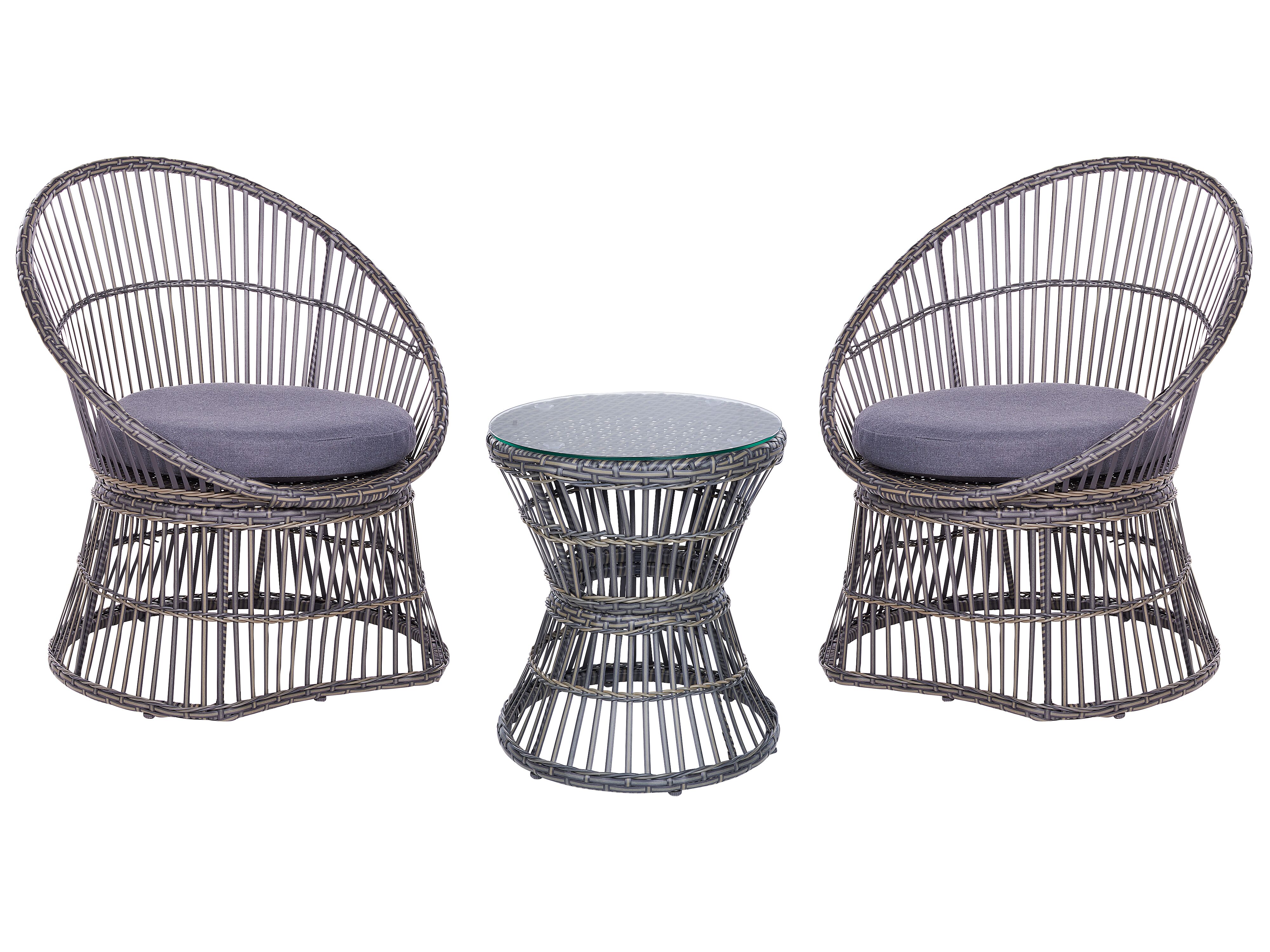Bistro Set with Cushions MESYNA PE Rattan Taupe