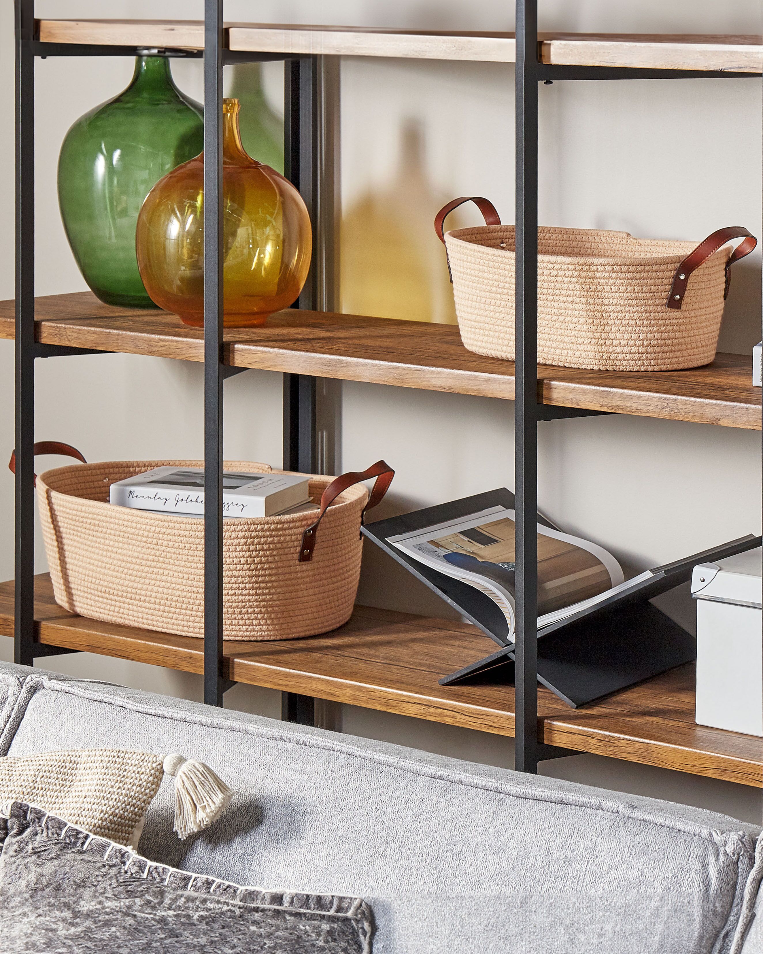 Set of 2 Baskets GISSAR Cotton Light Beige
