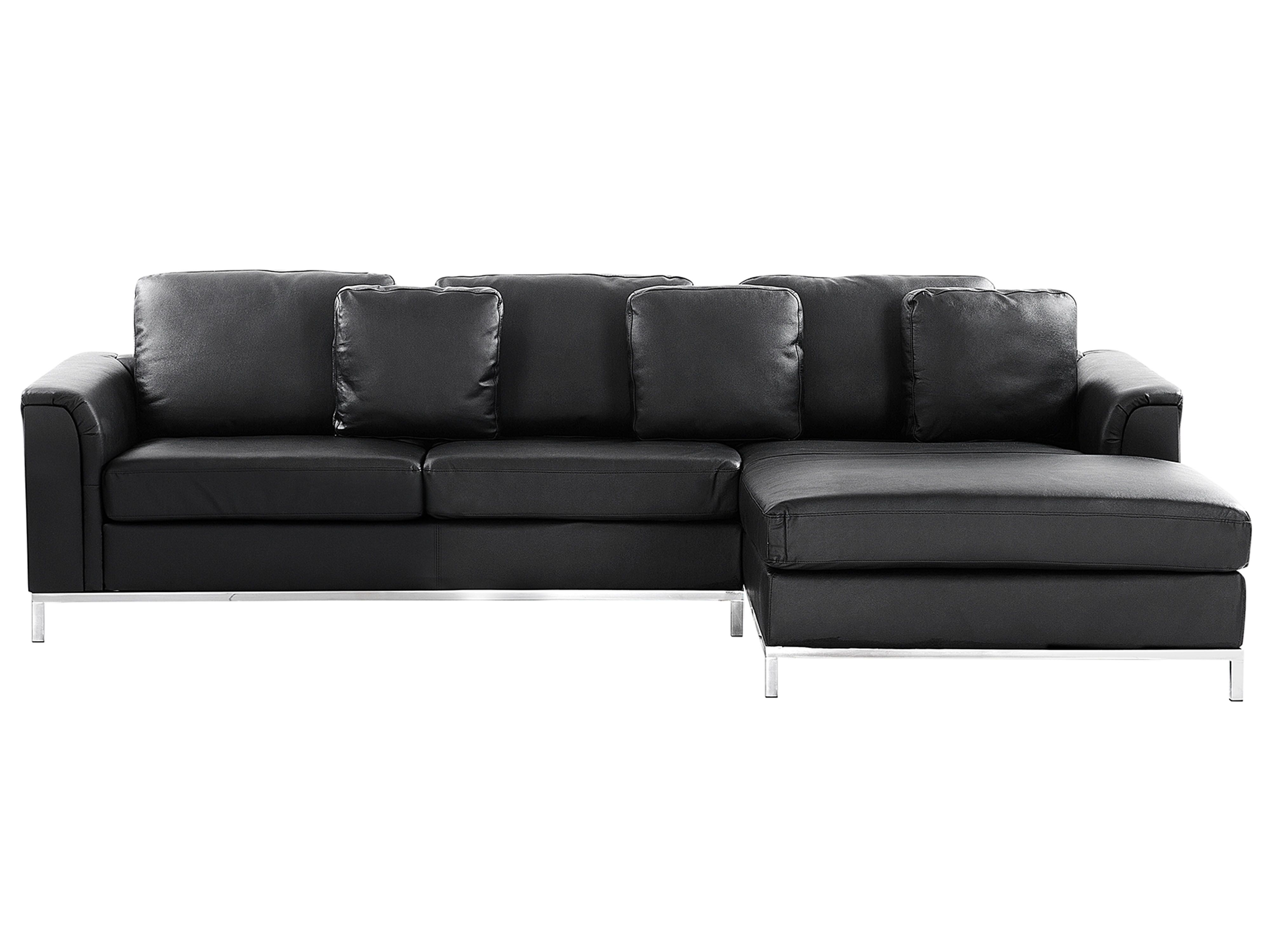 Corner Sofa 4 Seater OSLO Leather Black Left Hand