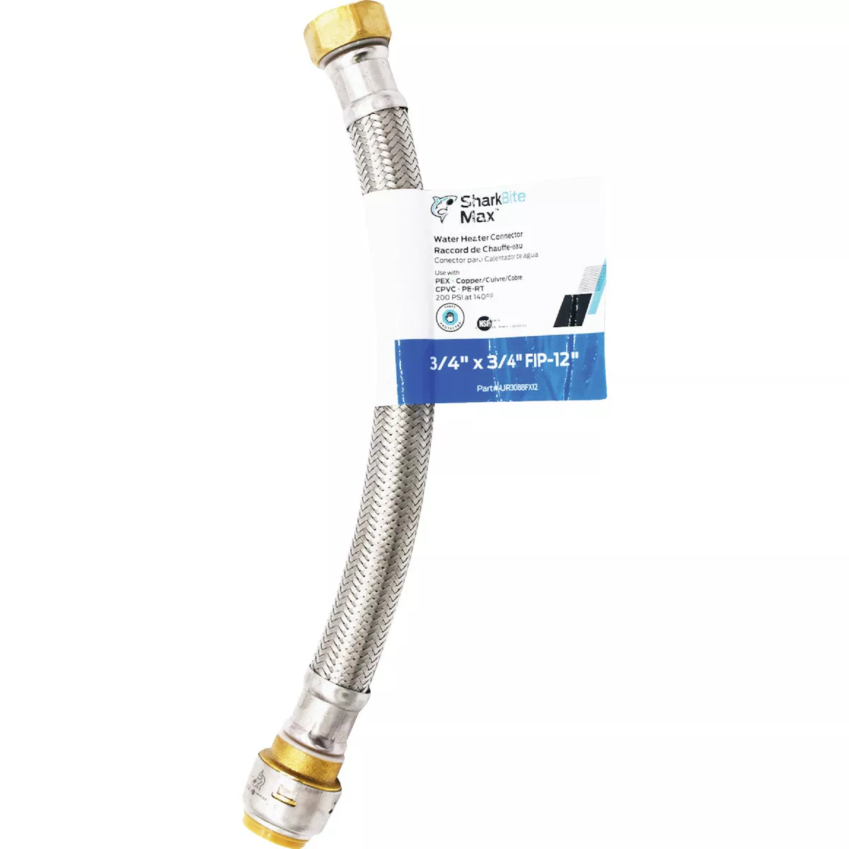 SharkBite 3/4 In. SB X 3/4 In. FIP X 12 In. L Braided Flexible Water Heater Connector