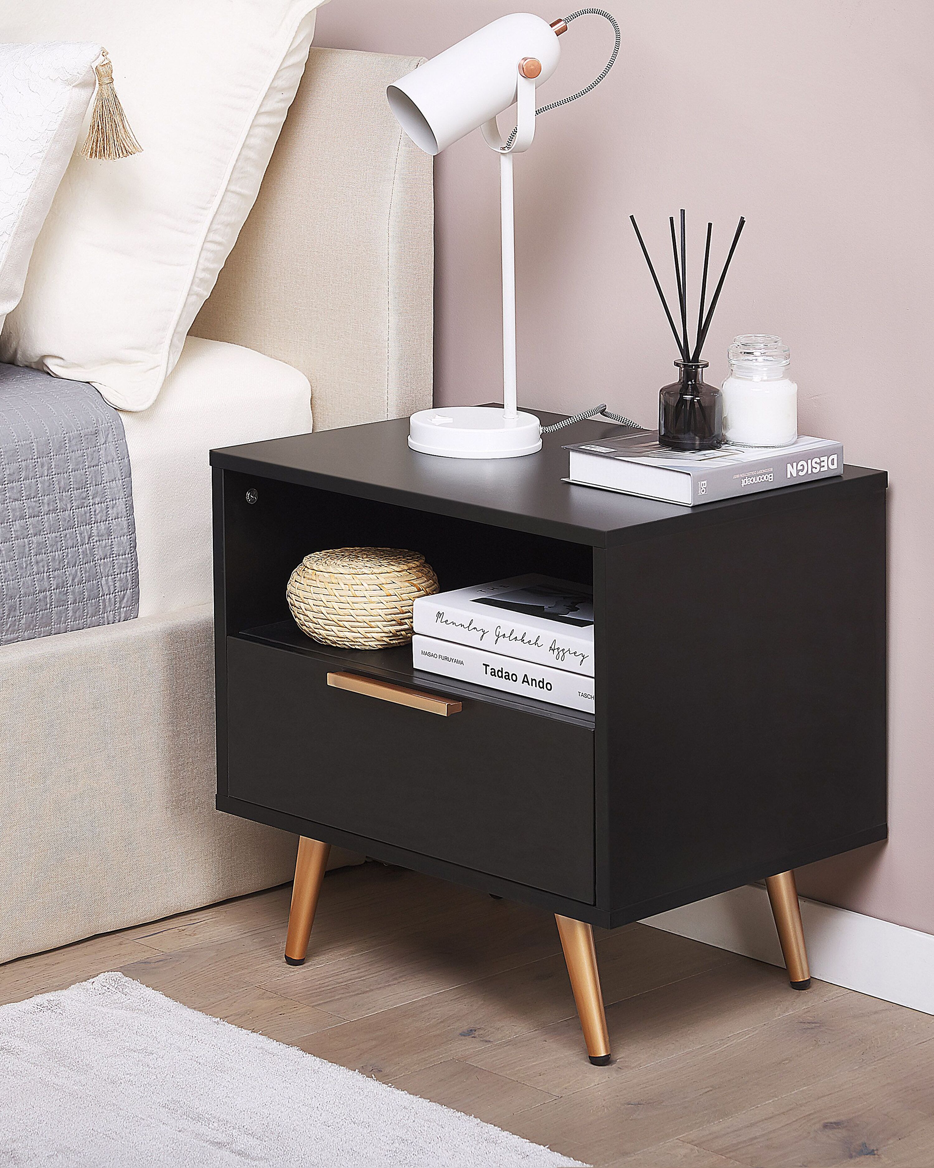 1 Drawer Bedside Table INDIO Black