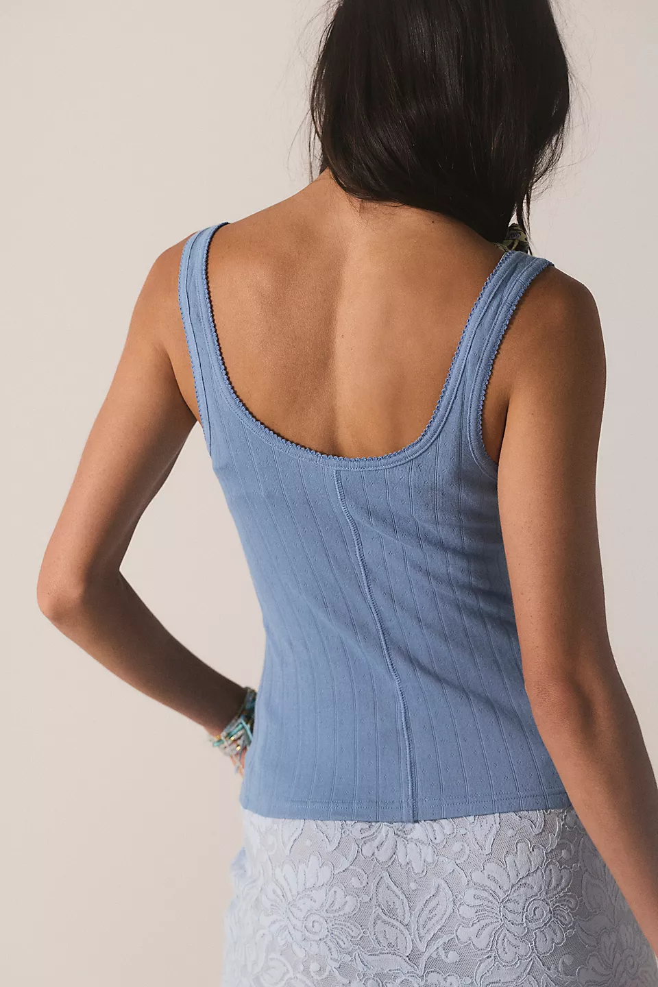 End Game Pointelle Tank-Blue