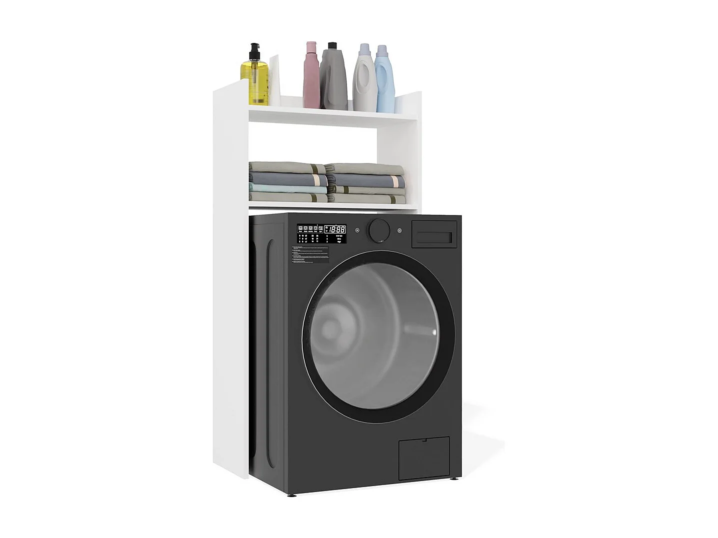 NINA - Armoire de salle de bain au-dessus de machine à laver 2 rayons 64×124×30 cm - Blanc