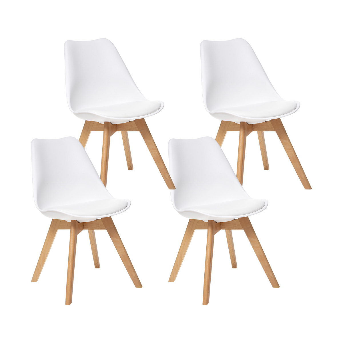Set of 4 chairs "Baya" Beech, white
