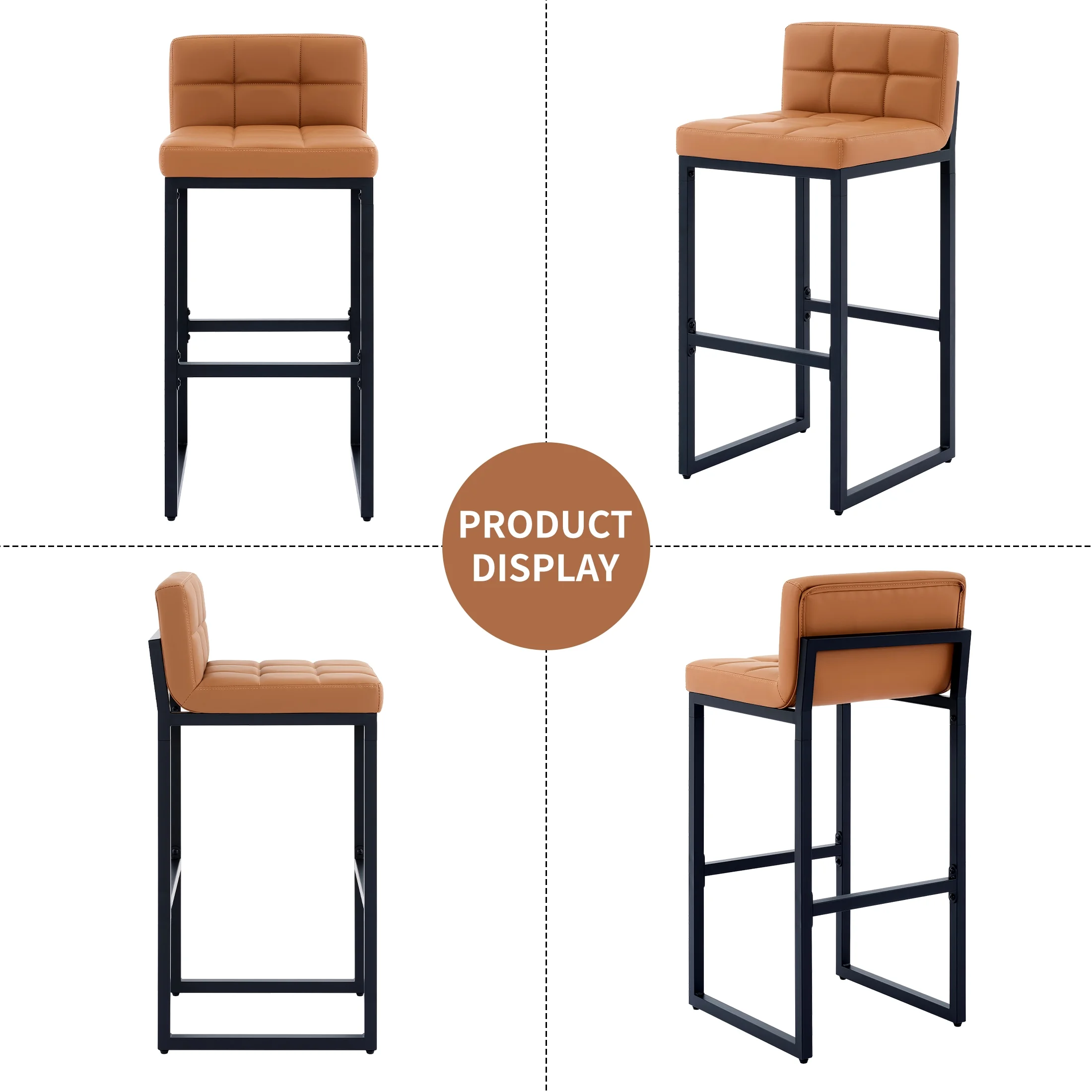 FIRAVOE Bar Stools Set of 3, Counter Height Bar Stools (Low Back)(Thickened Frame) 26" PU Leather Barstools Bar Chairs for Kitchen Island, Black - Image 39