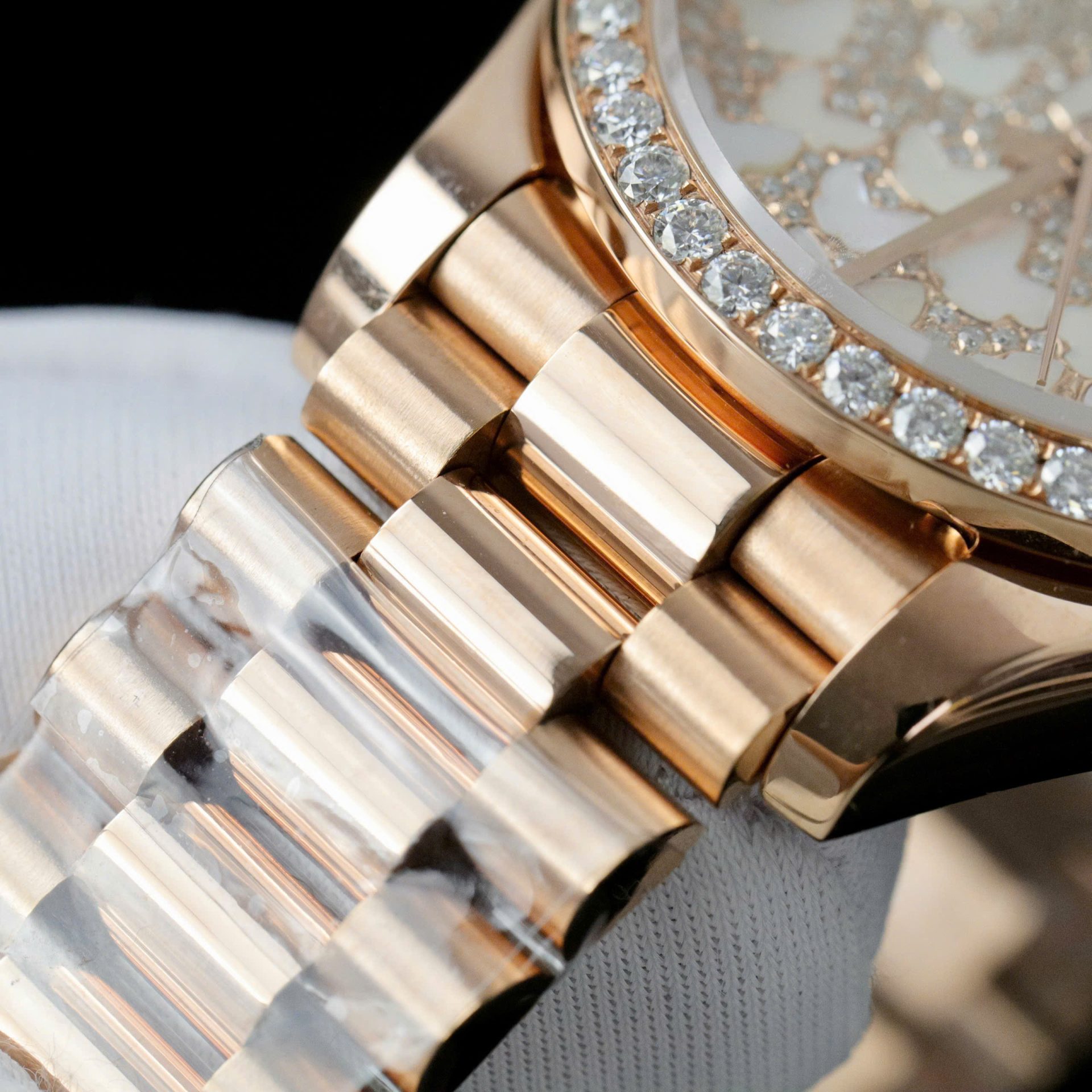 Rolex DateJust Butterfly Dial Copies Watches Rose Gold Wrapped 18K + Diamonds Moissanite 31mm - Top club