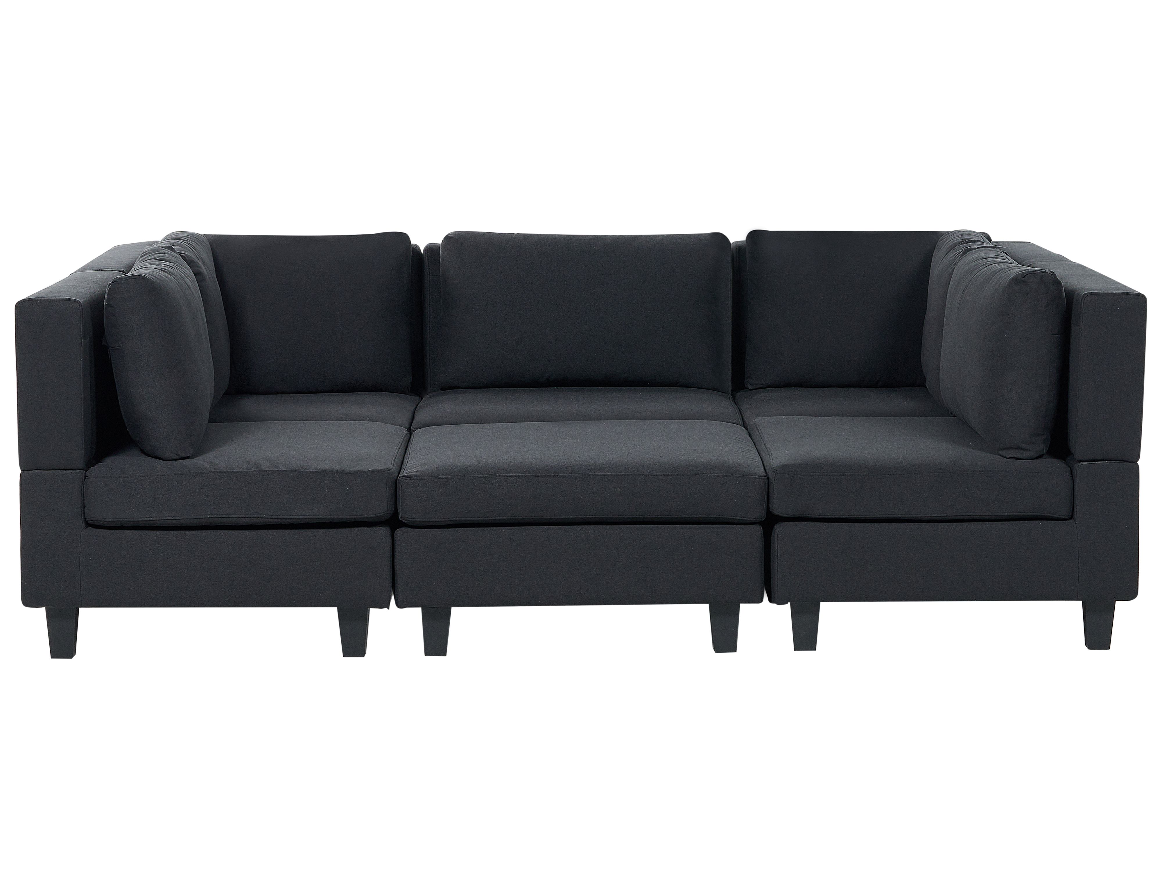 Modular U-Shape Sofa 5 Seater UNSTAD Fabric Black with Ottoman