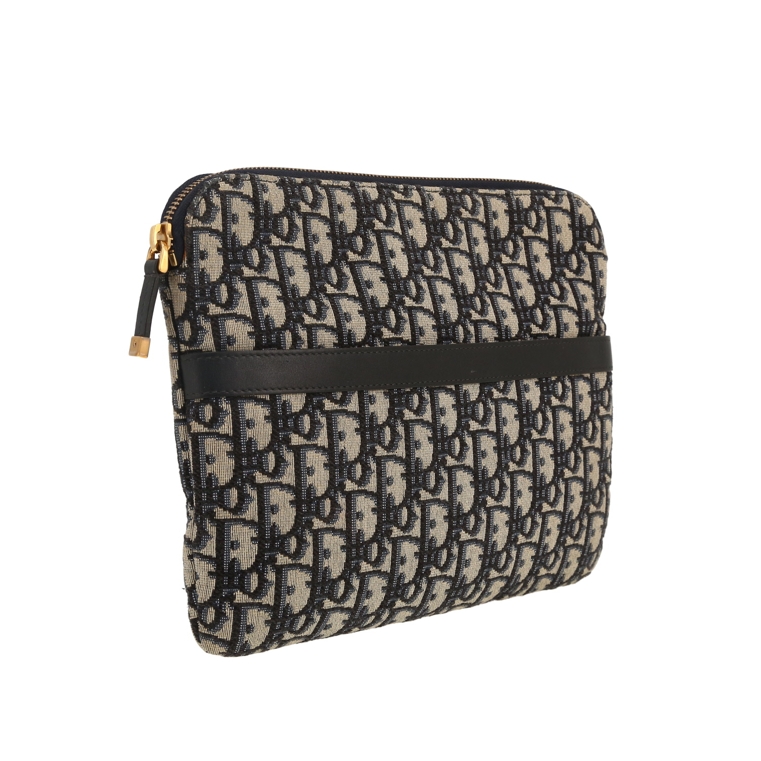 Dior pouch in blue monogram canvas Oblique and blue leather1:1High-quality replica