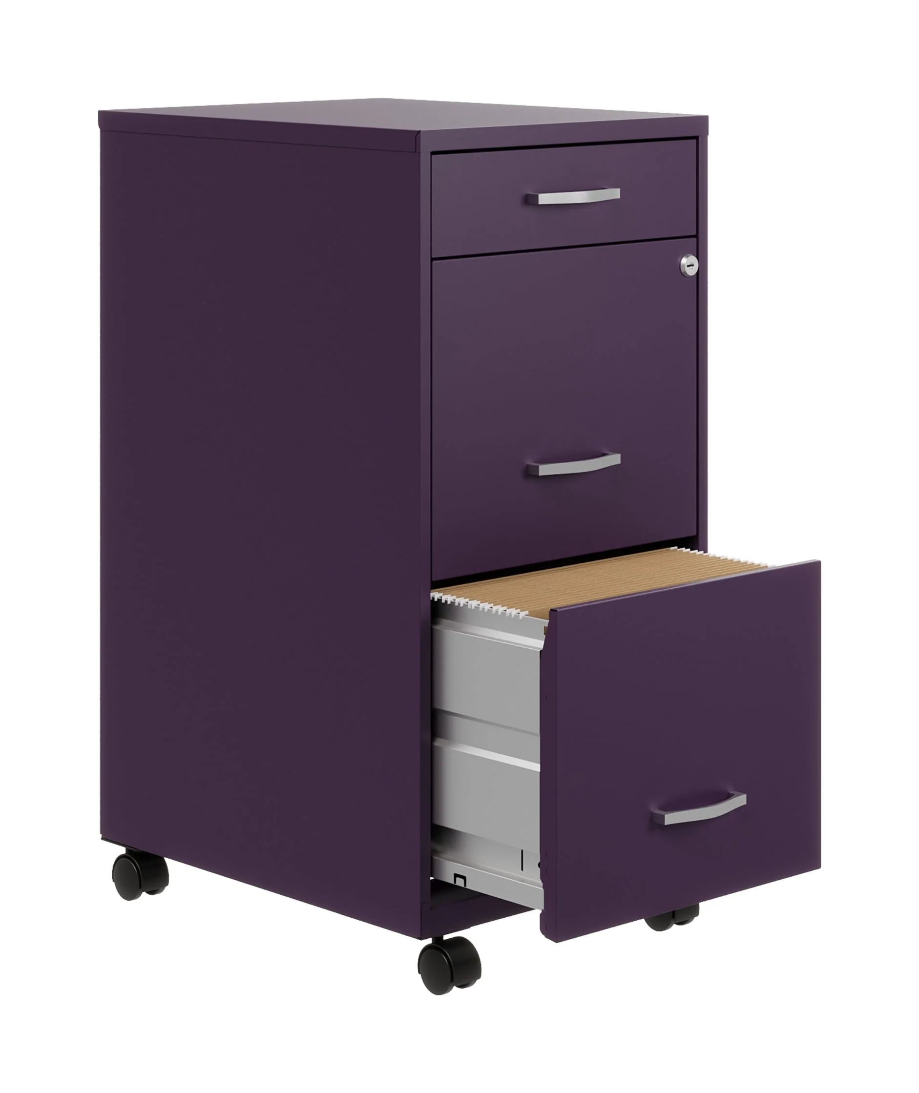 Space Solutions 18" Deep 3 Drawer Mobile Letter Width Vertical File Cabinet, Midnight Purple - Image 4
