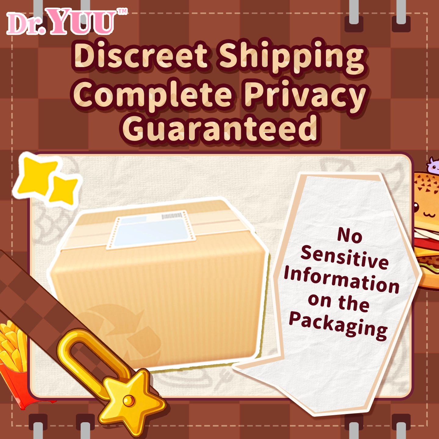 100% discreet shipping box and plain packaging for the Dr.YUU anime masturbator.