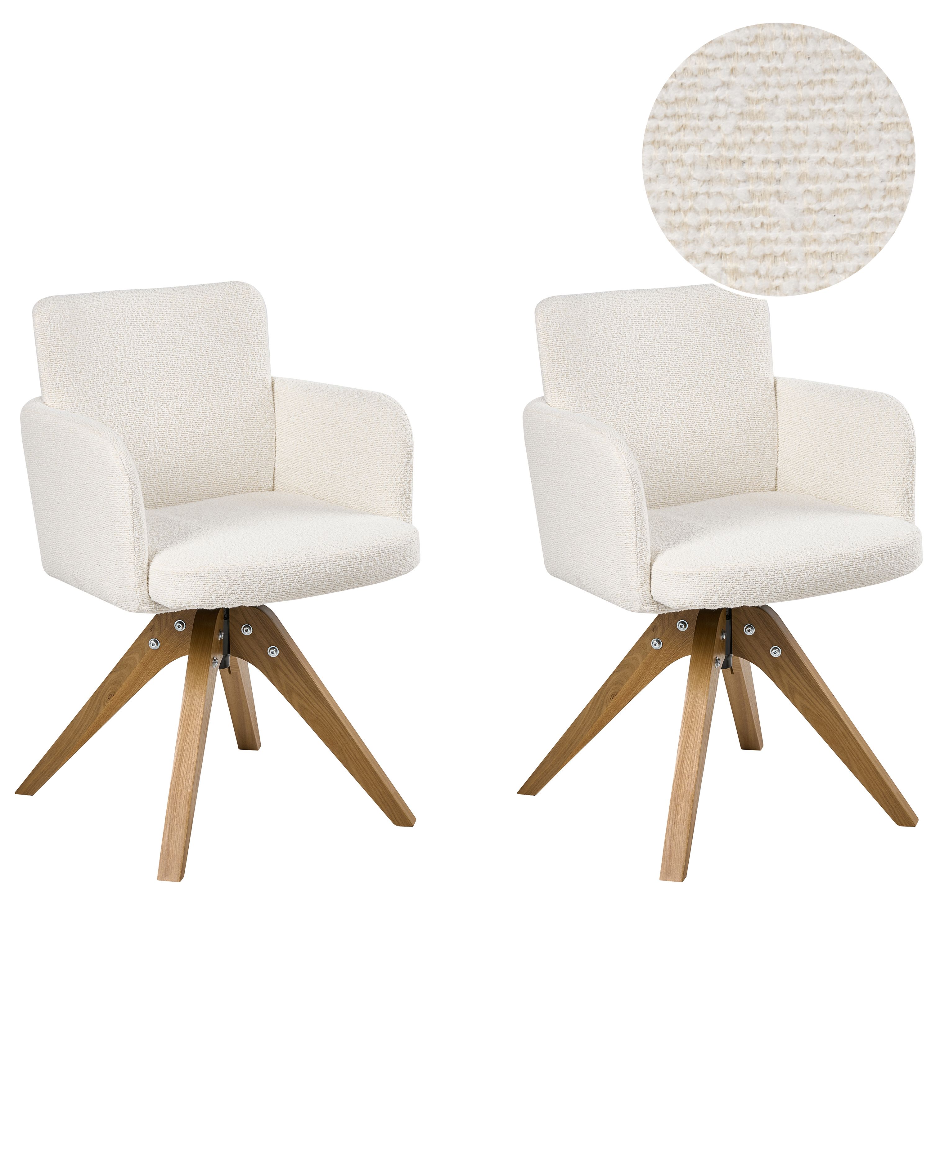 Set of 2 Dining Chairs Swivel EVELYN Boucle Off-White