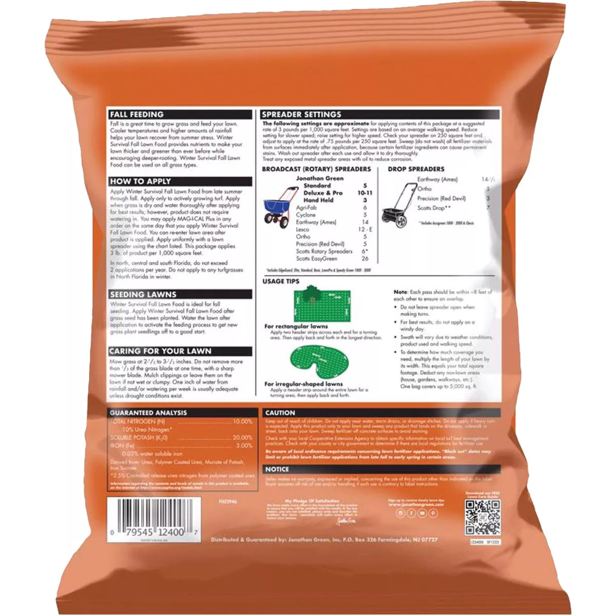 Jonathan Green Winter Survival 15 Lb. 5000 Sq. Ft. 10-0-20 Winterizer Fall Fertilizer