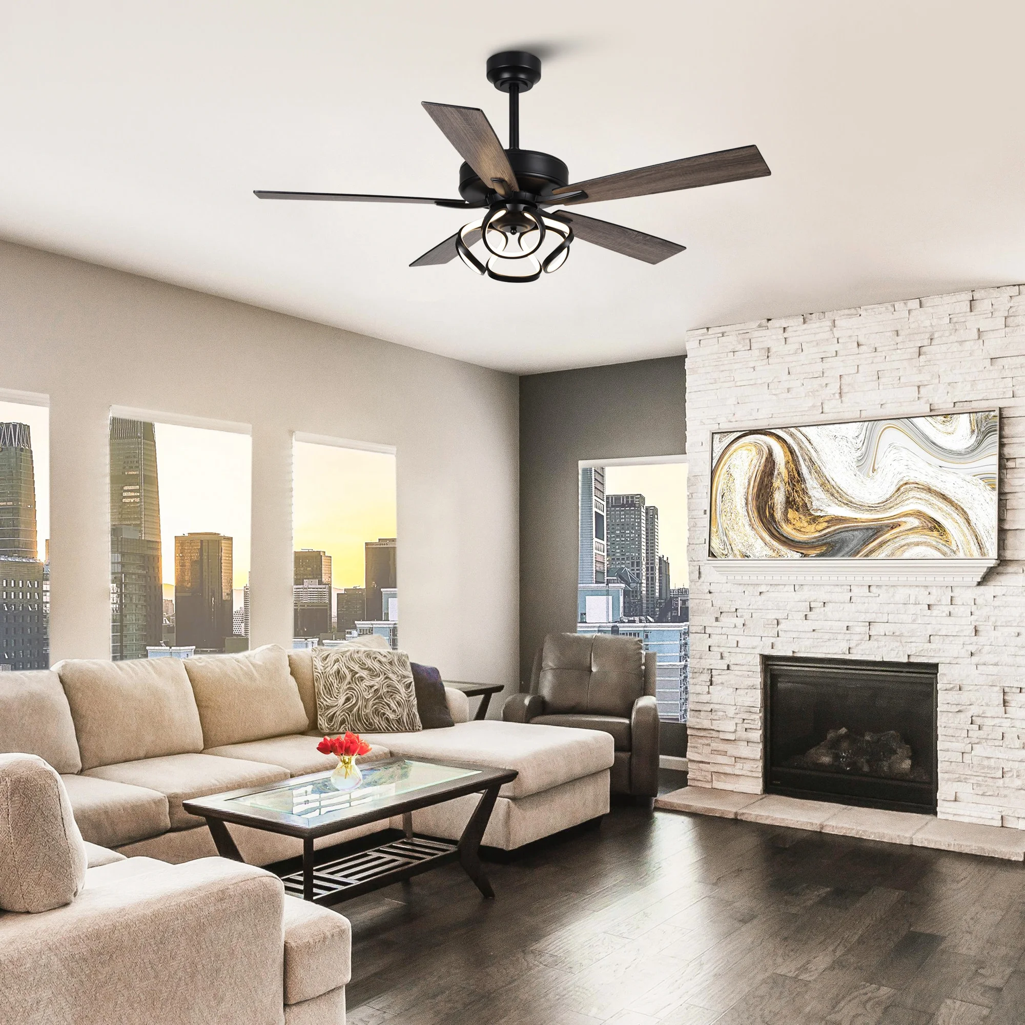 Parrot Uncle 52-Inch Contemporary Chrome Ceiling Fan with Integrated LED Lights and Remote Control - Image 19