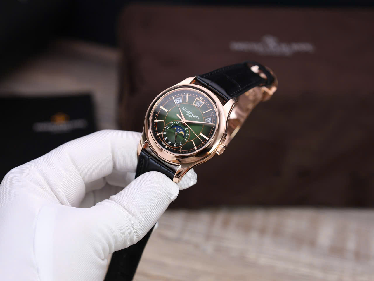 Patek Philippe 5205R Green Dial Replica Watch 18K Gold Wapped Custom 40mm - Top club