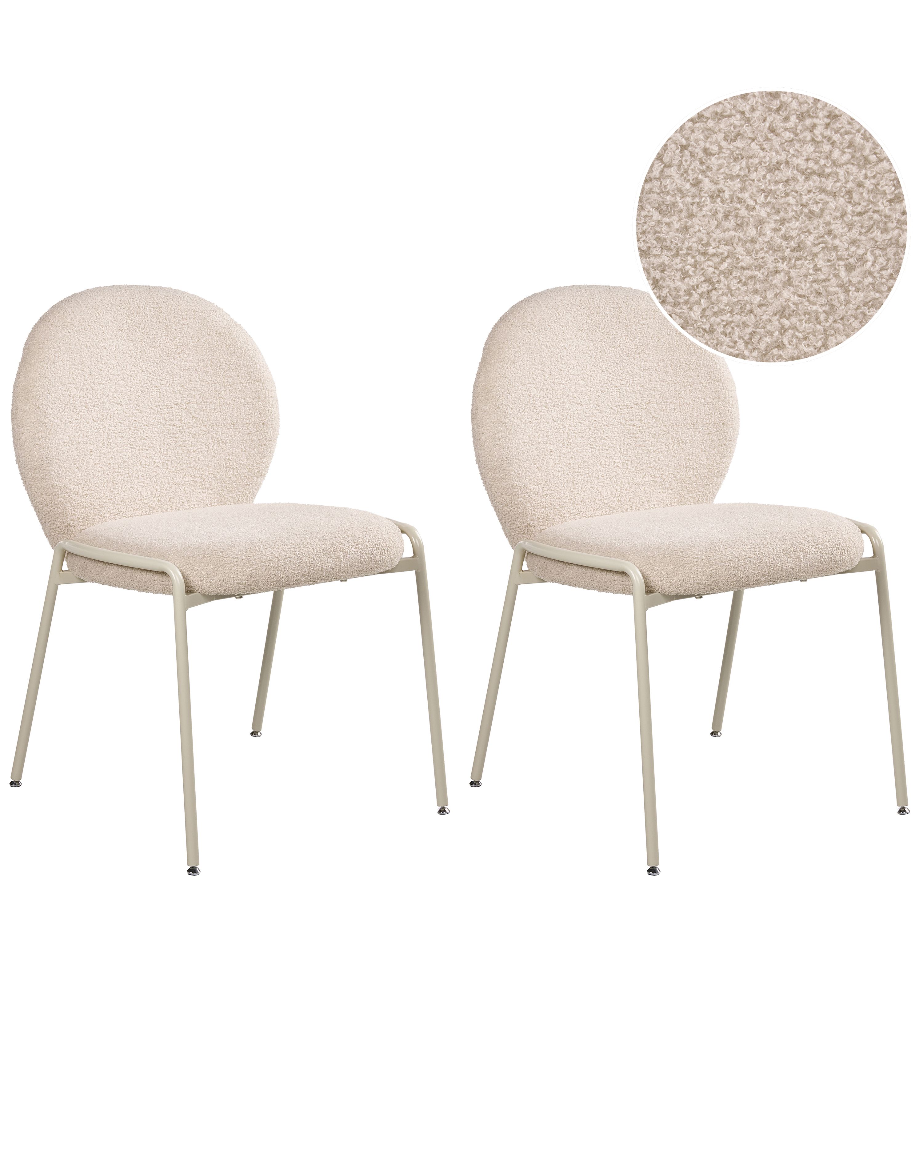 Set of 2 Chairs ELLIE Boucle Light Beige