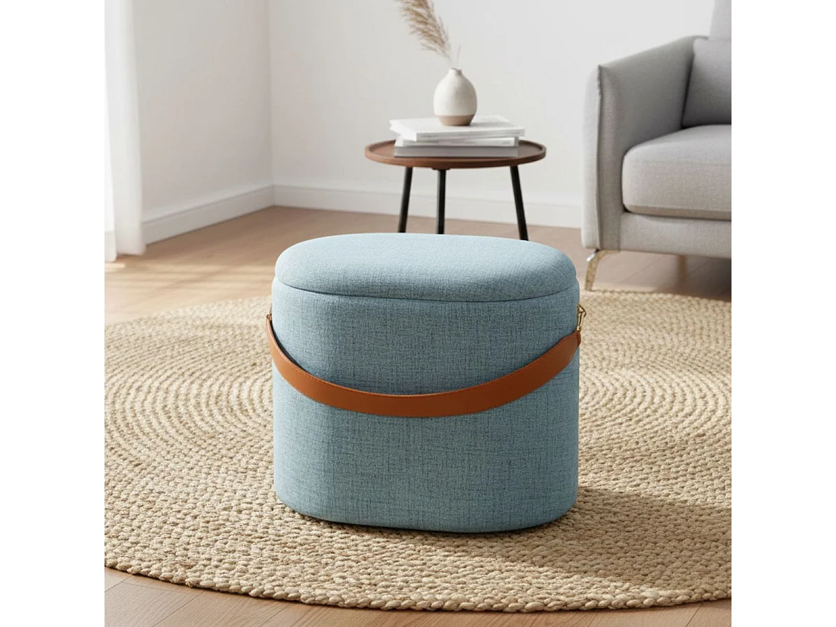 DEENA - Pouf avec Coffre et Lanière Gris