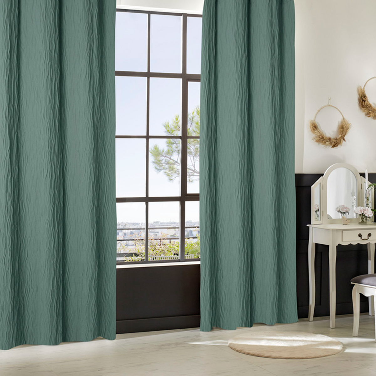 Pleated curtain "Maely" Light Blue, 135x260 cm