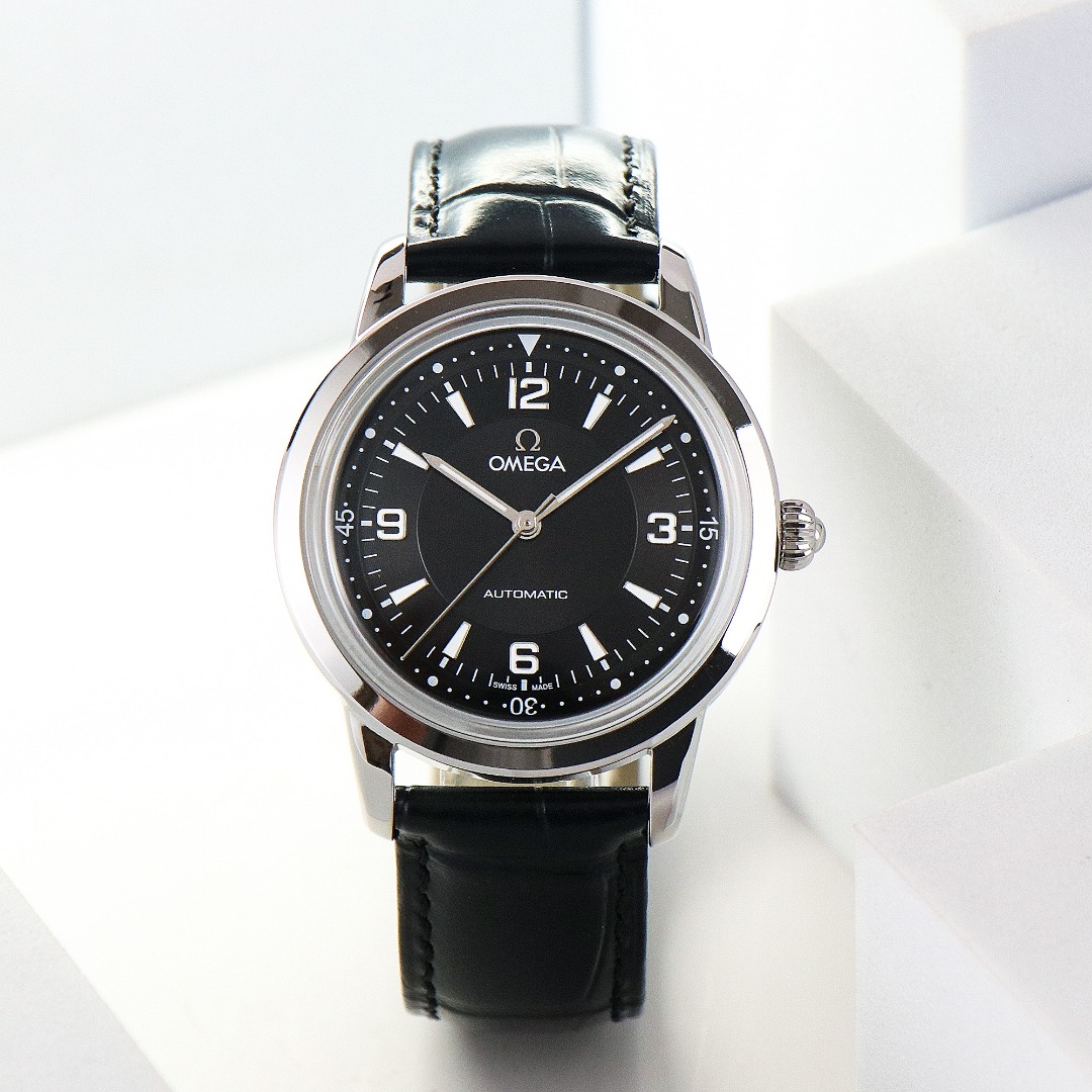 Omega Seamaster Mechanical Watch 40mm Italian imported calfskin black leather(1:1 replica) - Elite Watch Atelier