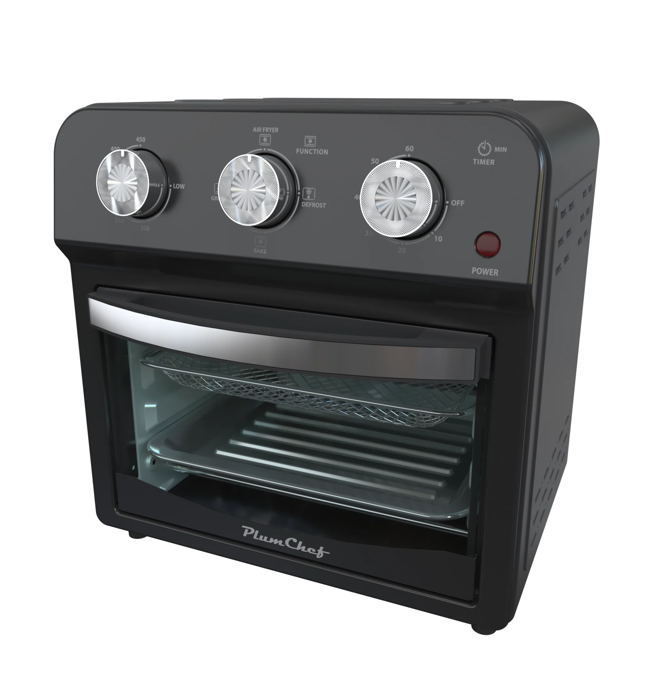 12.5 Quart Air Fryer Convection Toaster Oven, 1500W, 4 Cooking Modes, 7-in-1 Multifunction with Roast, Bake, Grill, Broil, Toast, Dehydrate, Defrost, Stainless Steel, Black