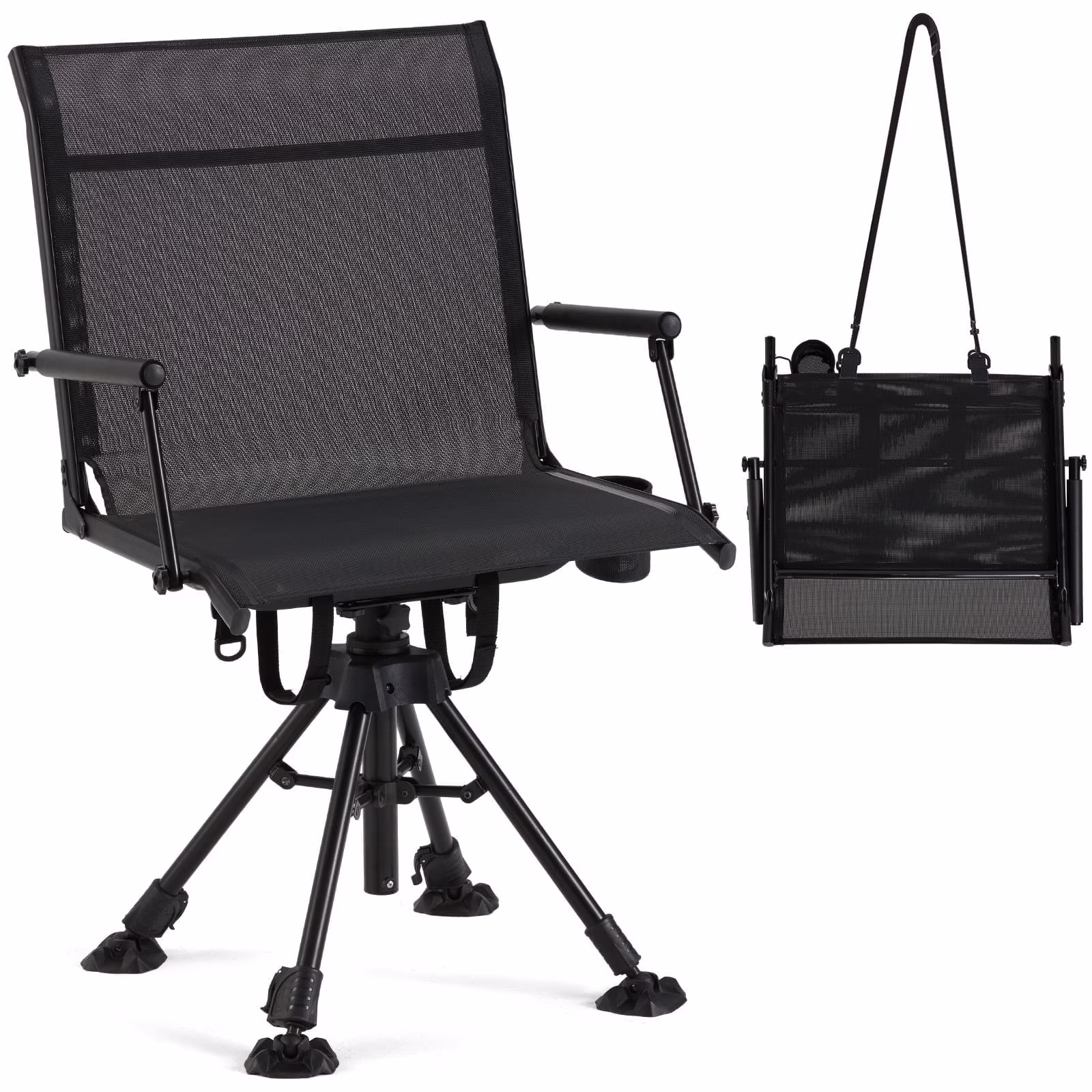 Danrelax 360�� Silent Camo Hunting Blind Chair, Armrests, Side Pouch, Telescopic Legs - Image 13