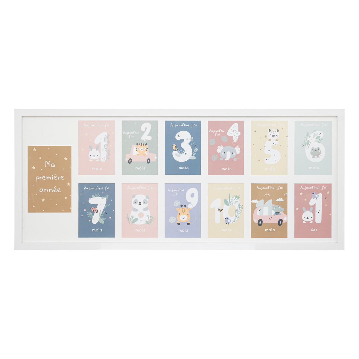 Collage picture frame Wood, h.29,5 cm, 13 pictures