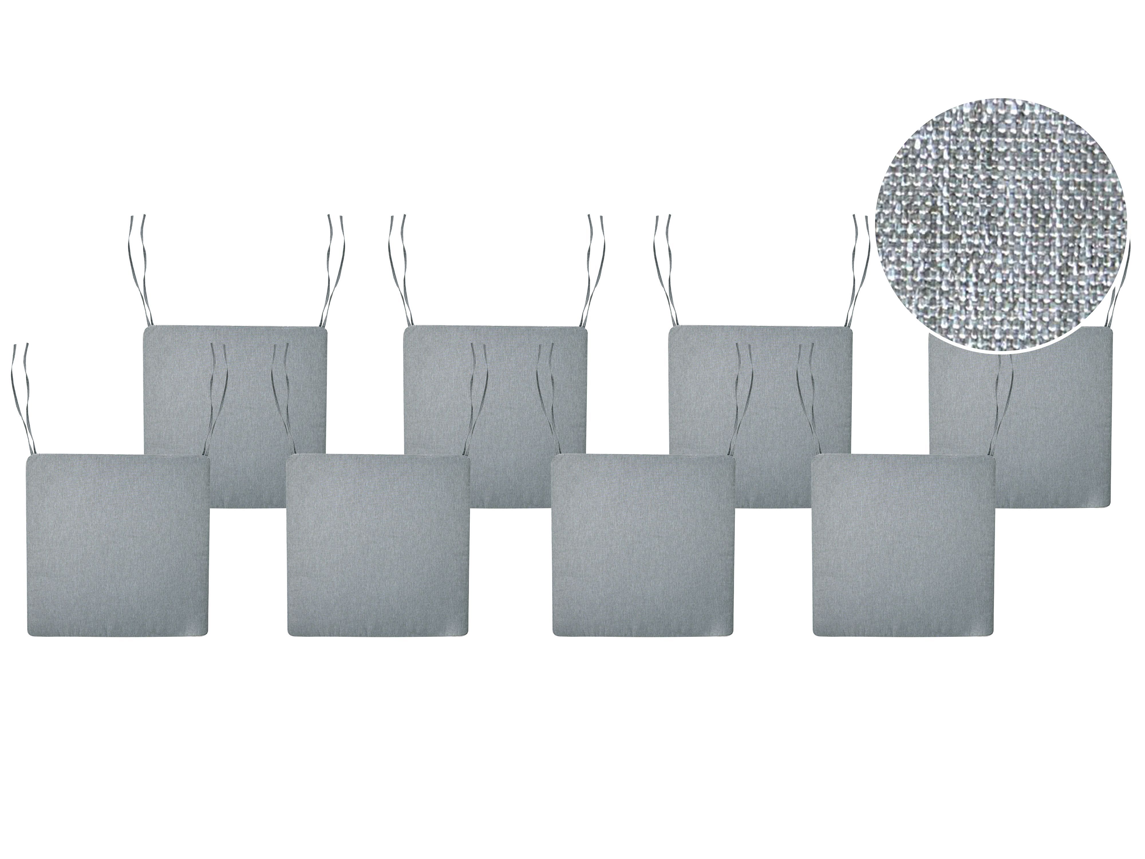 Set of 8 Garden Chair Cushions SASSARI PREMIUM 46 x 46 cm Grey Melange