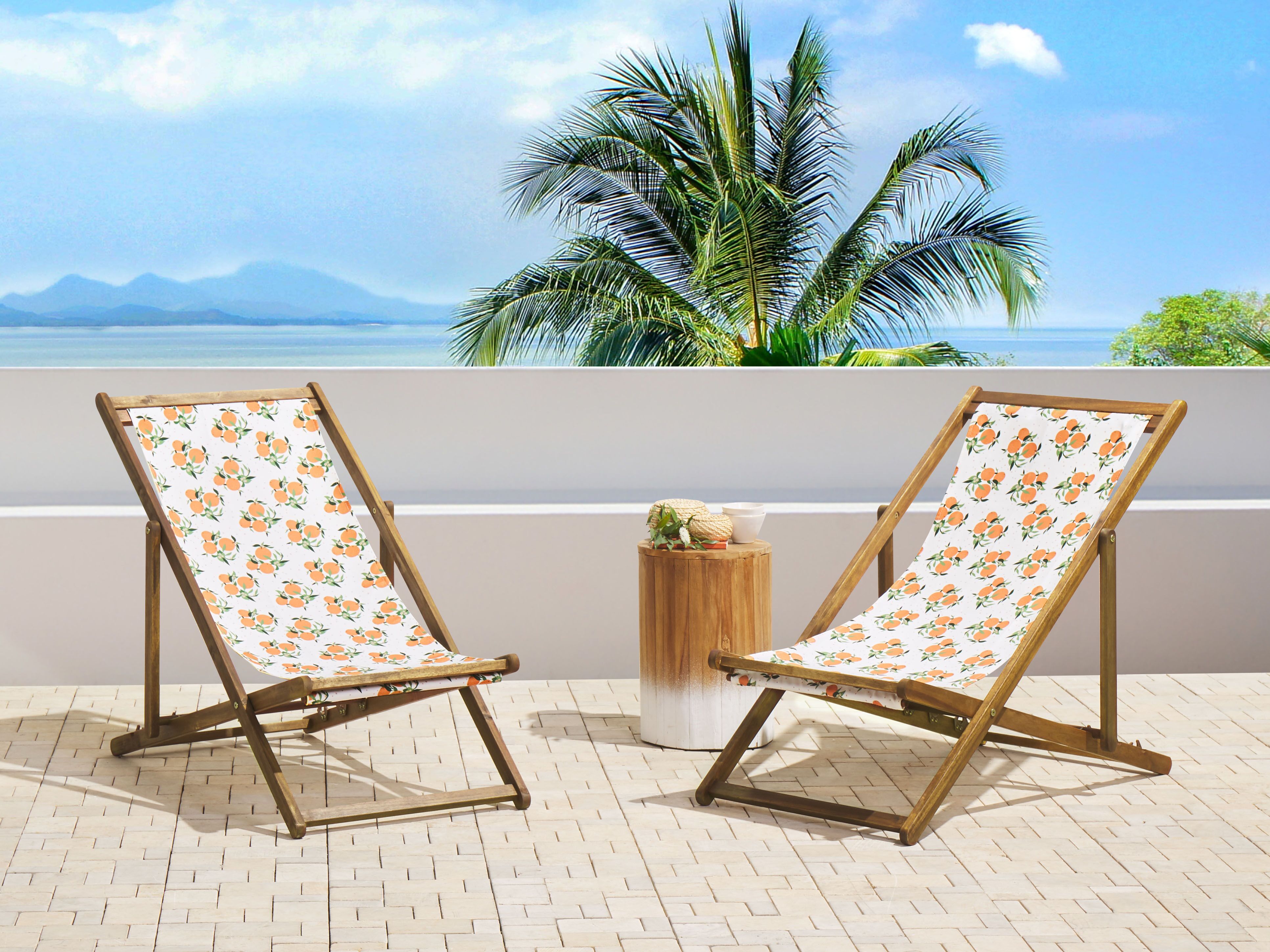 Set of 2 Sun Lounger Replacement Fabrics ANZIO/AVELLINO 113 x 44 cm Orange