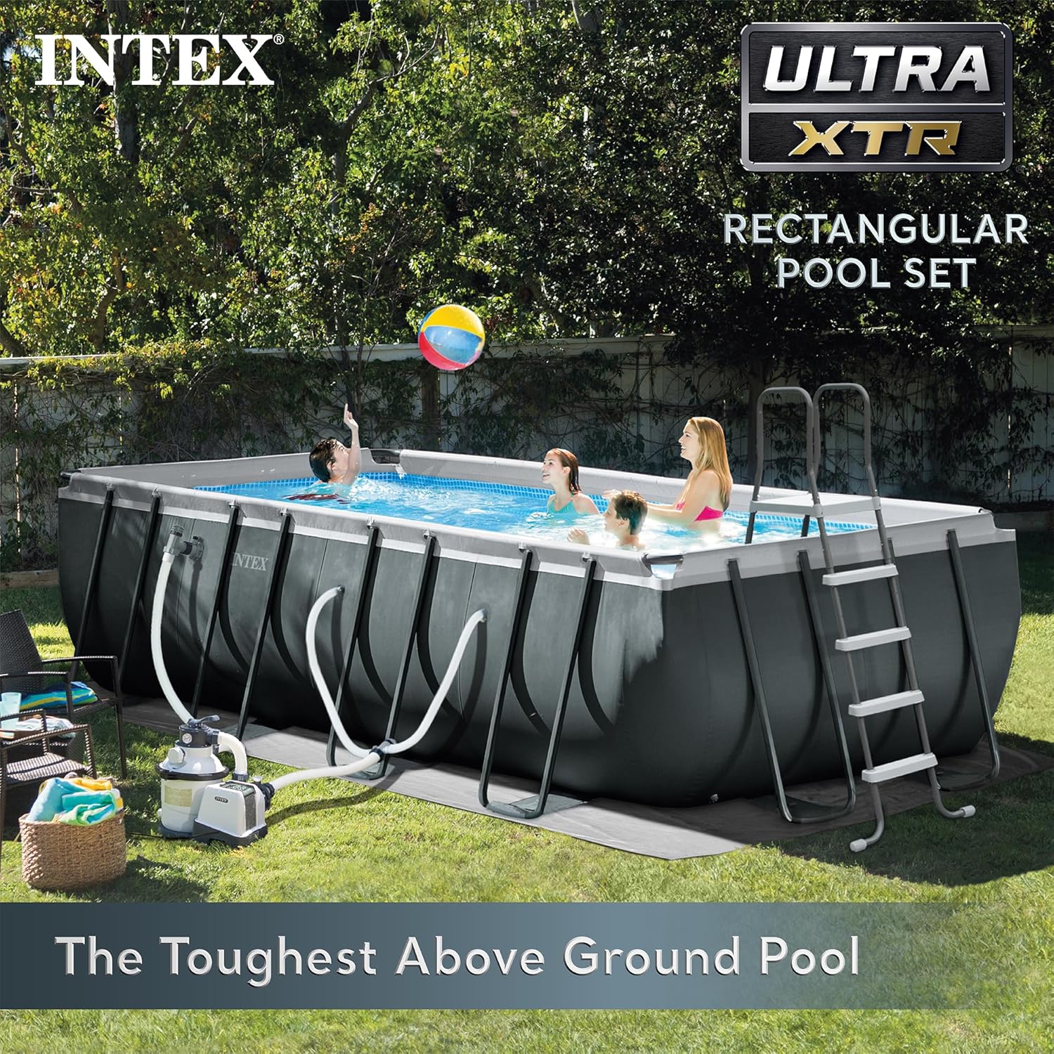 Intex Ultra XTR Rectangular Frame Above Ground Pool Set, 18' x 9' x 52" - Image 2 Intex Ultra XTR Rectangular Frame Above Ground Pool Set, 18' x 9' x 52" - Image 2