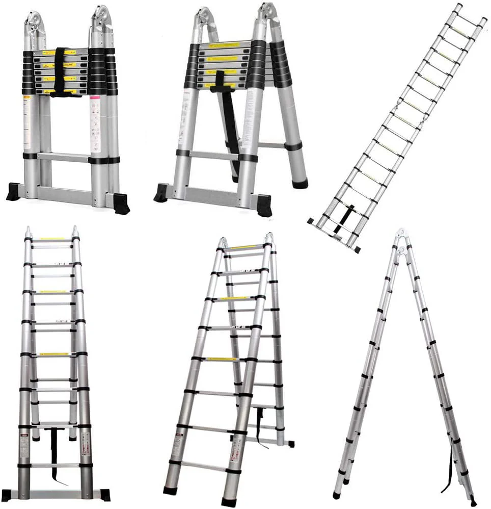 Bowoshen Telescopic Loft Ladder 16.5Ft Extendable Collapsible Step Ladders Securing Bolt 330lb Loading EN131 Certified - Image 6